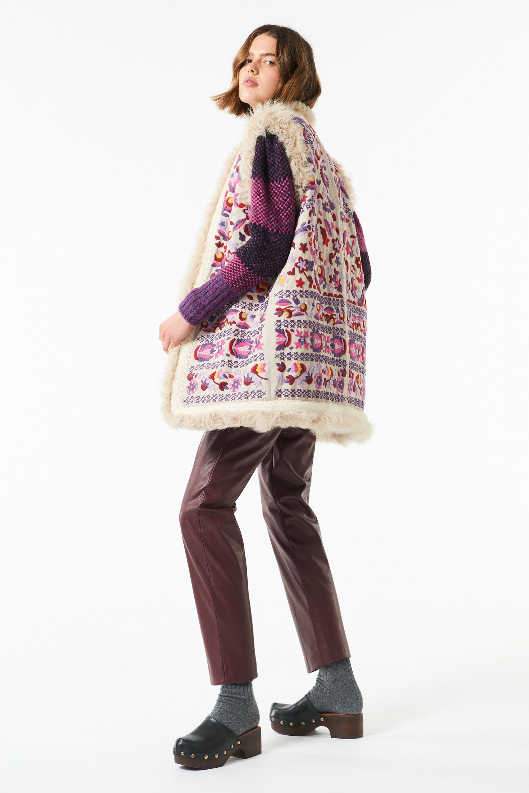 Huga long fur vest - Beige