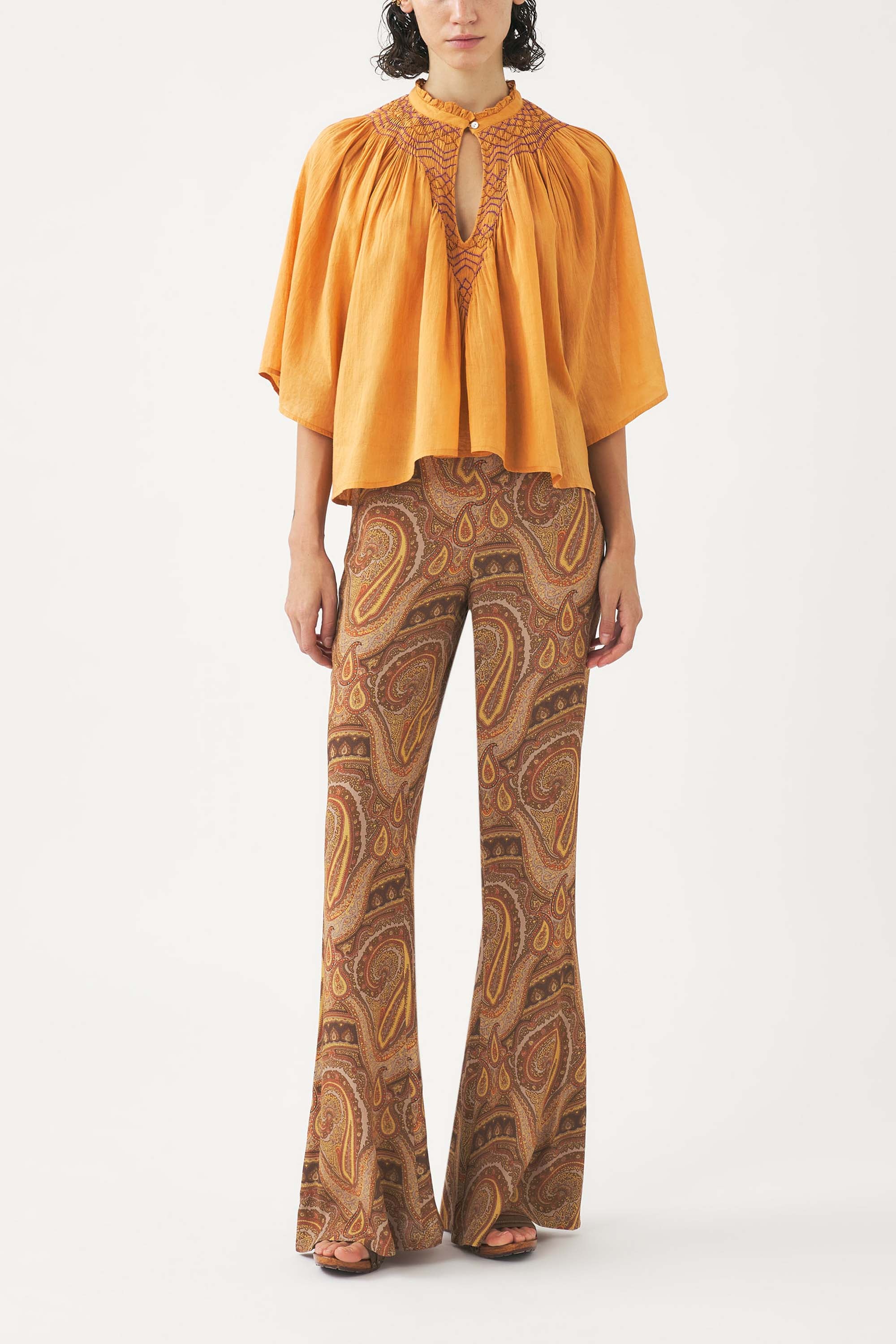 Cotton voile hand-embroidered blouse Ayo