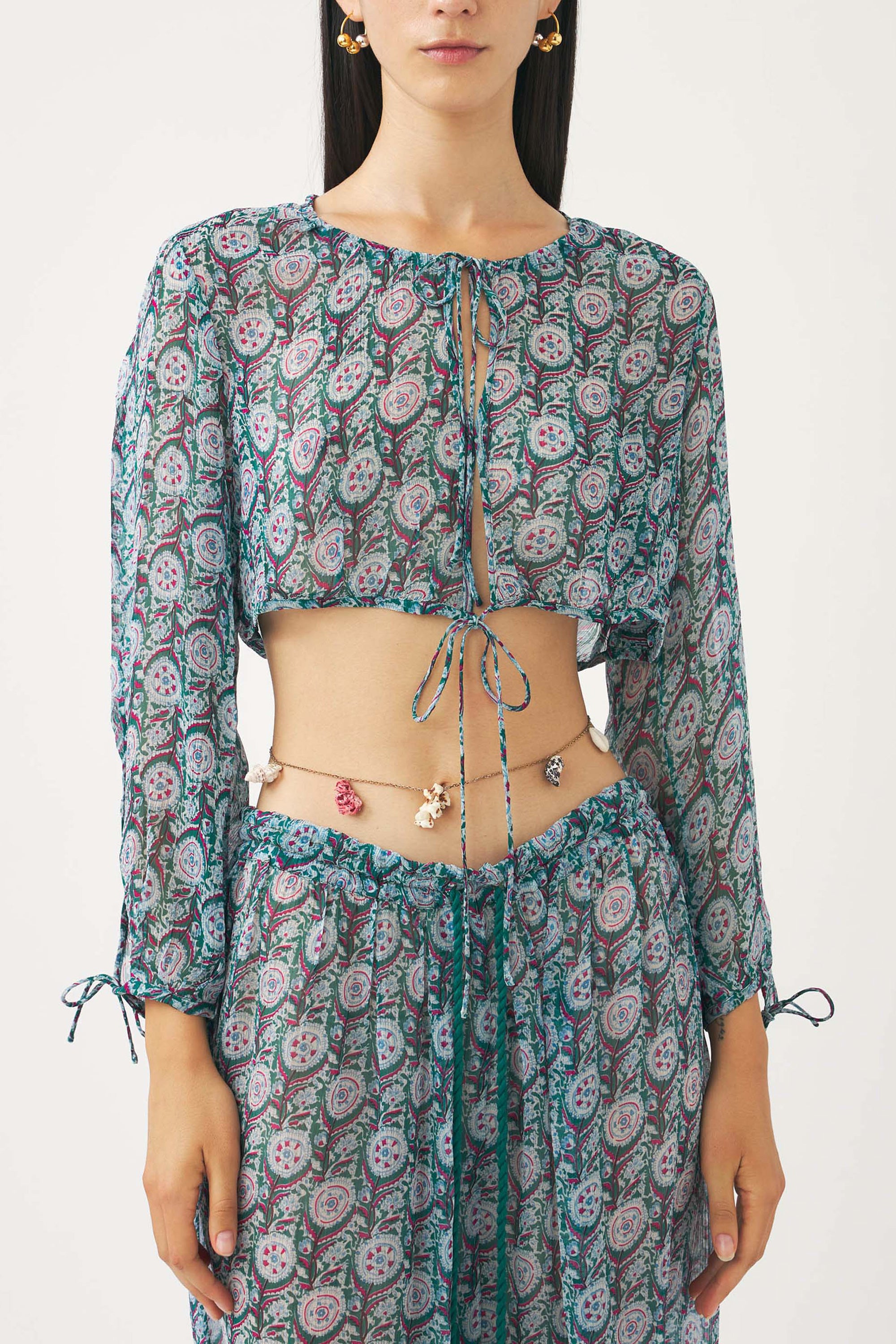 Cropped chiffon print blouse Cassy