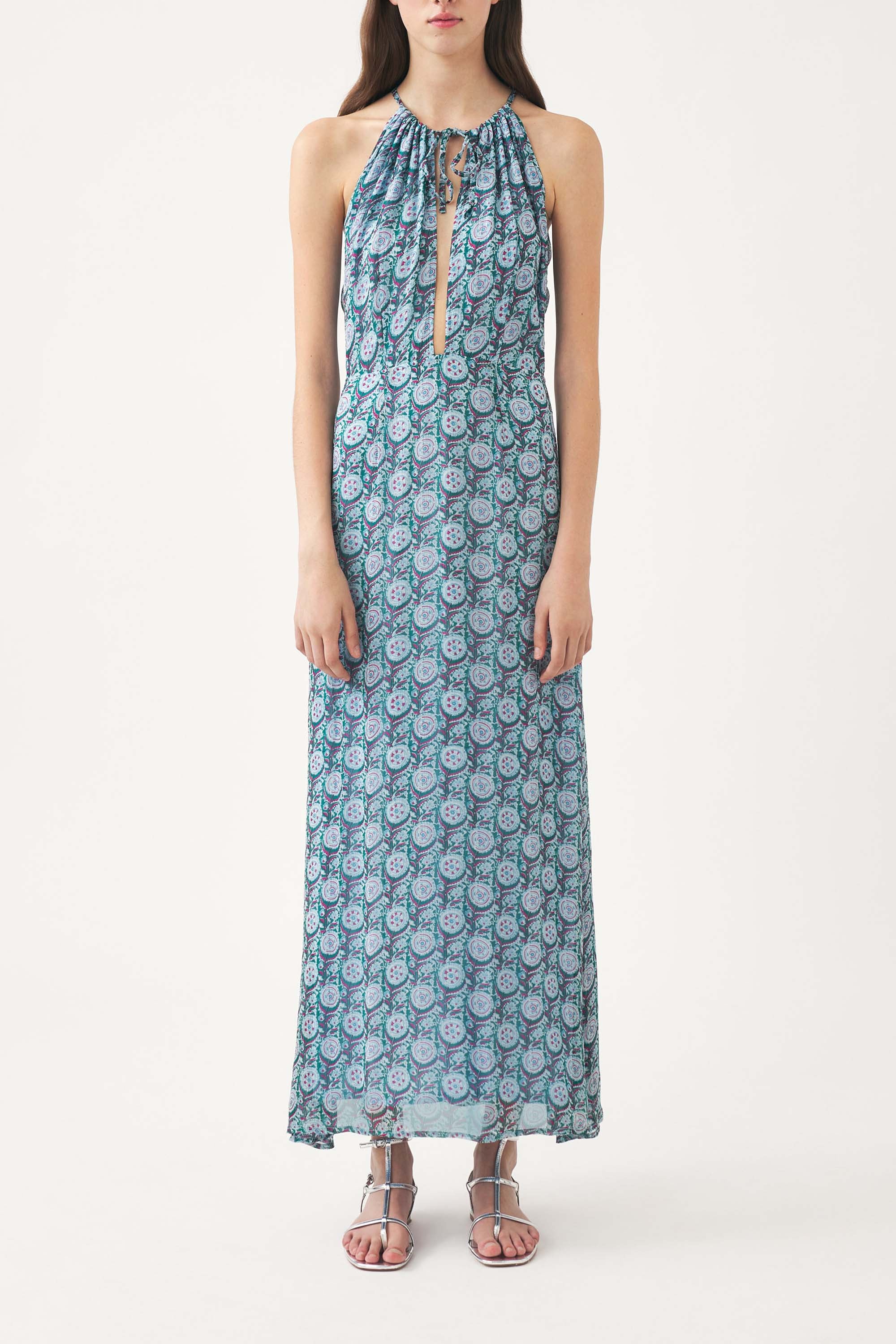Robe longue en mousseline imprimée Cassy
