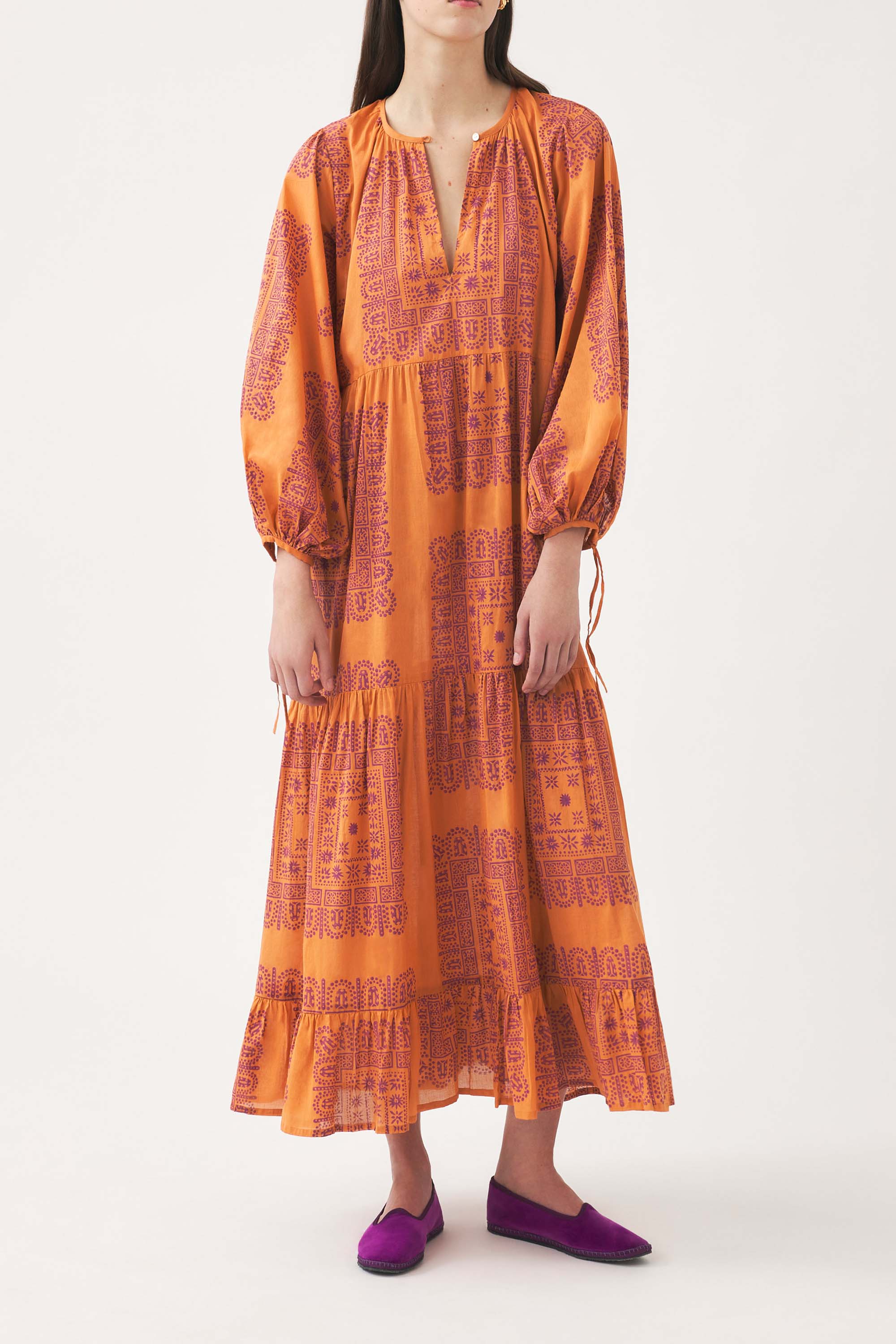 Robe longue en voile de coton imprimé Nalii