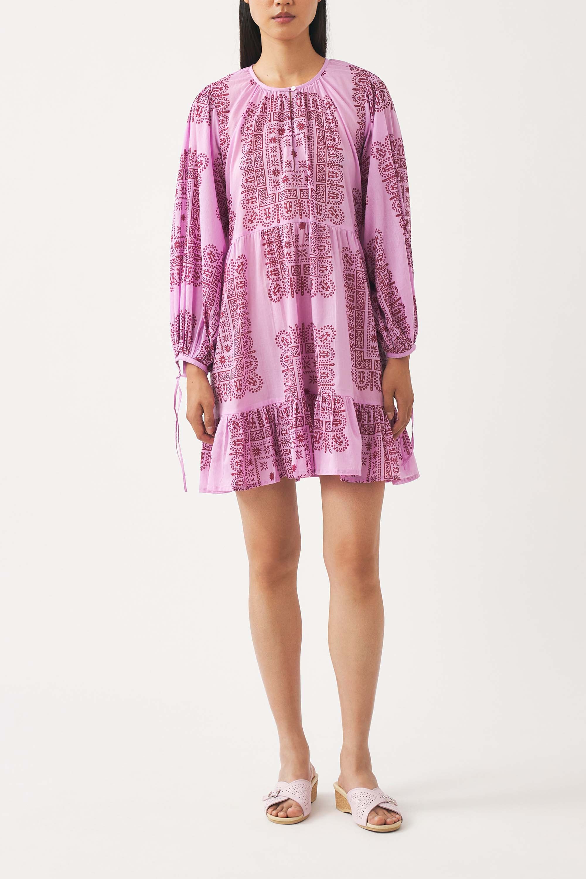 Cotton voile print mini dress Nalii