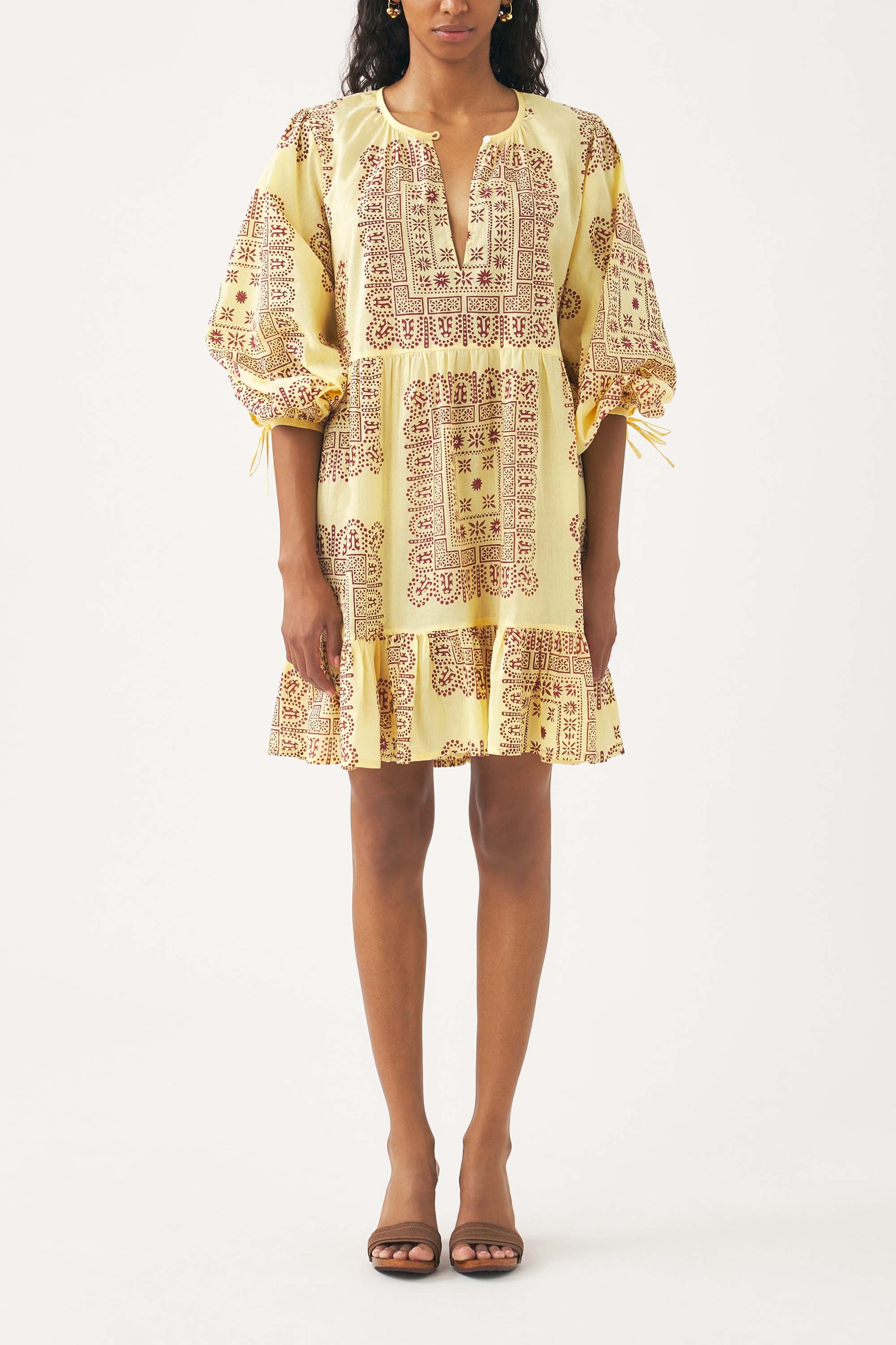 Cotton voile print mini dress Nalii