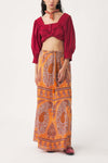 Squared-collar and smocked blouse Perrine