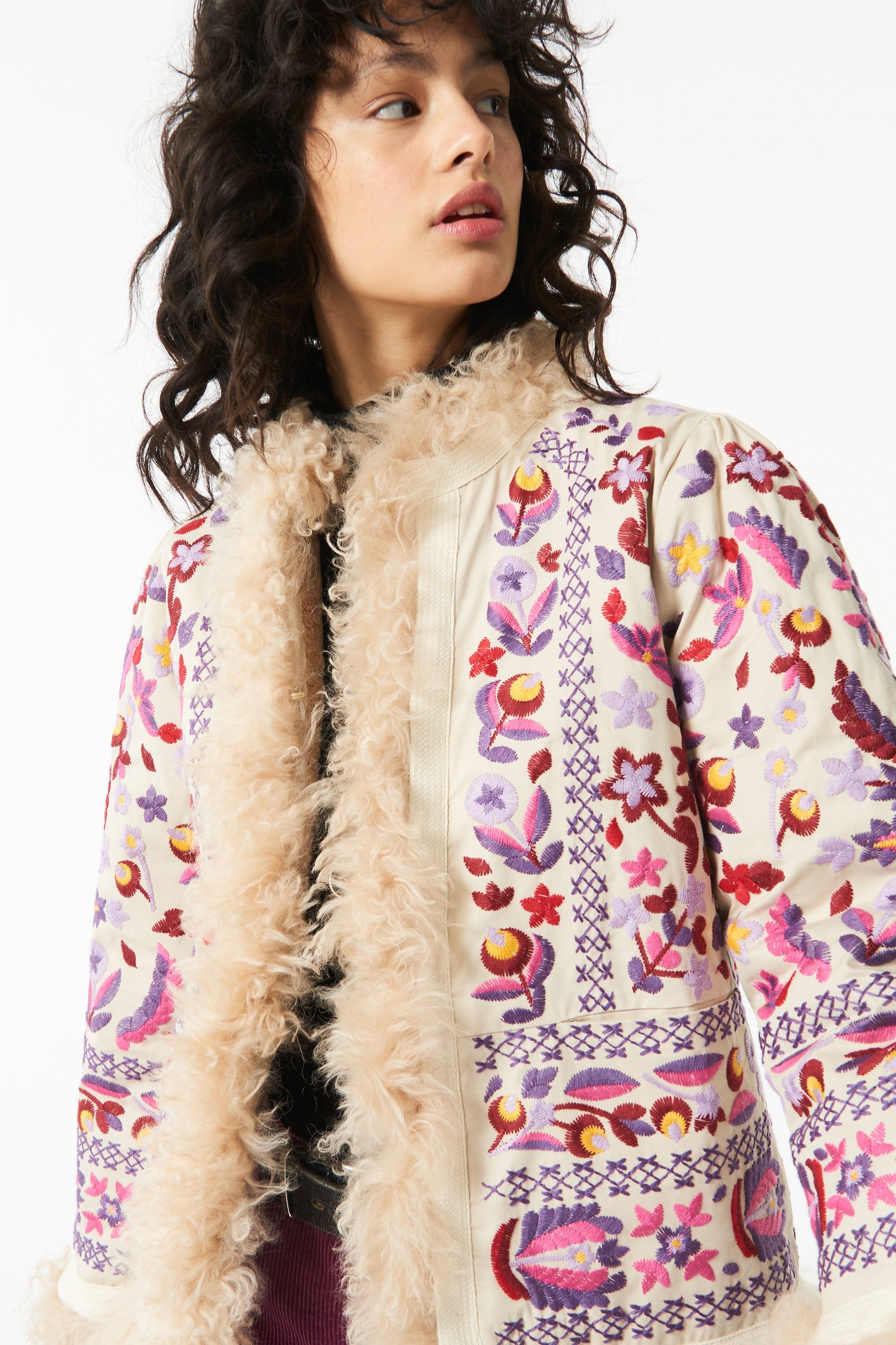 Veste en fourrure Huga - Beige