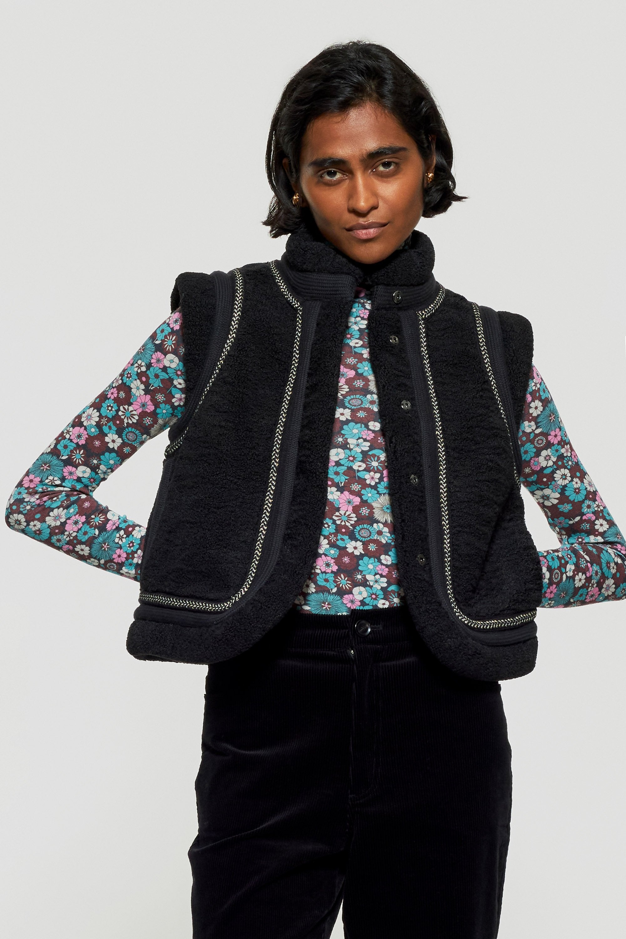 Pink print turtleneck