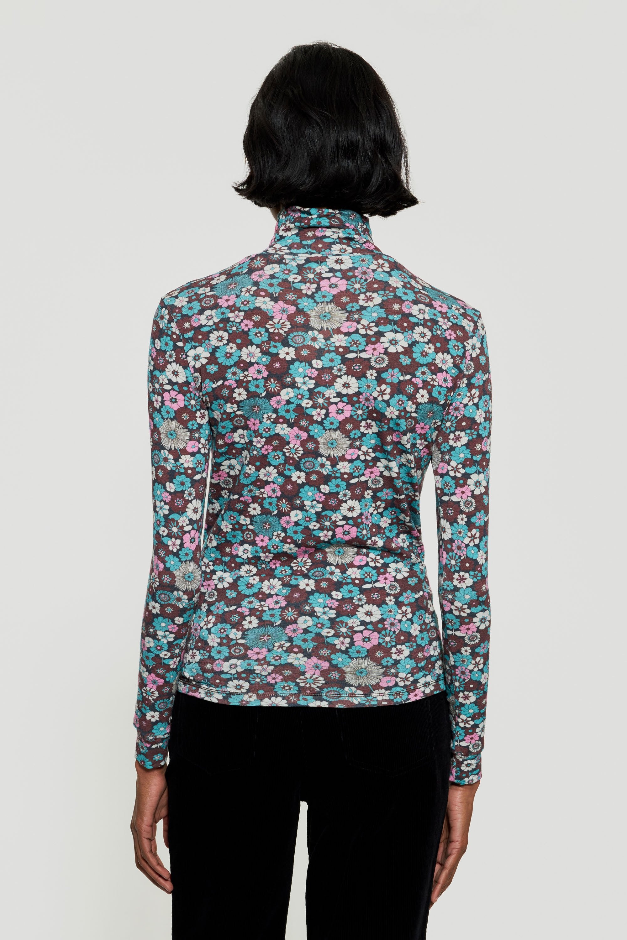 Pink print turtleneck