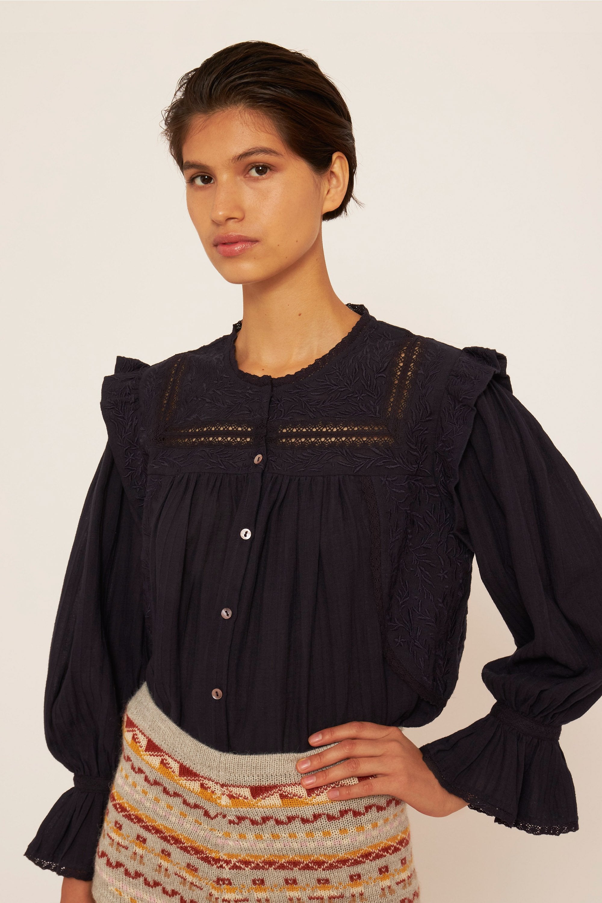 Bernardo embroidered blouse