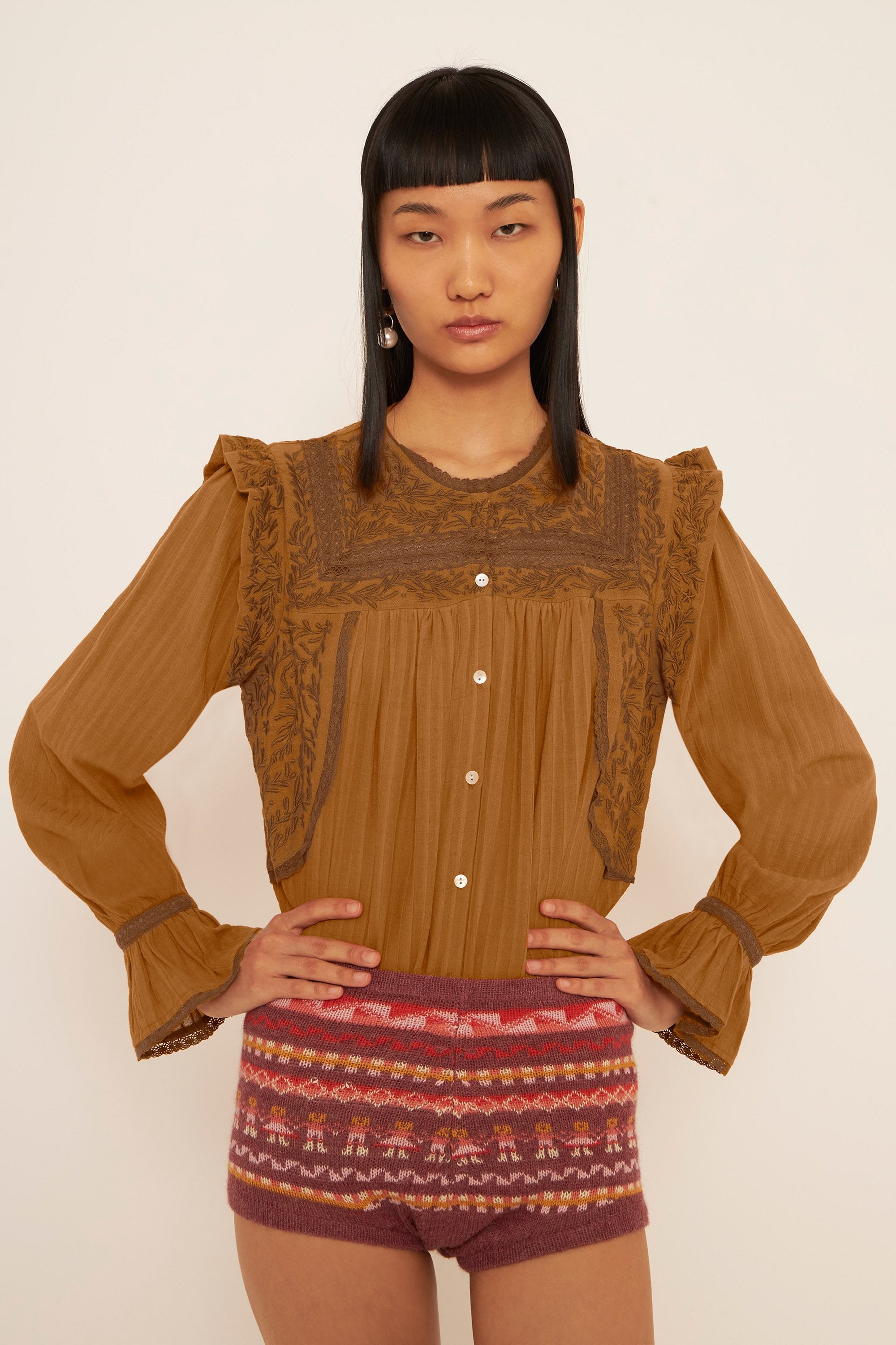 Bernardo embroidered blouse