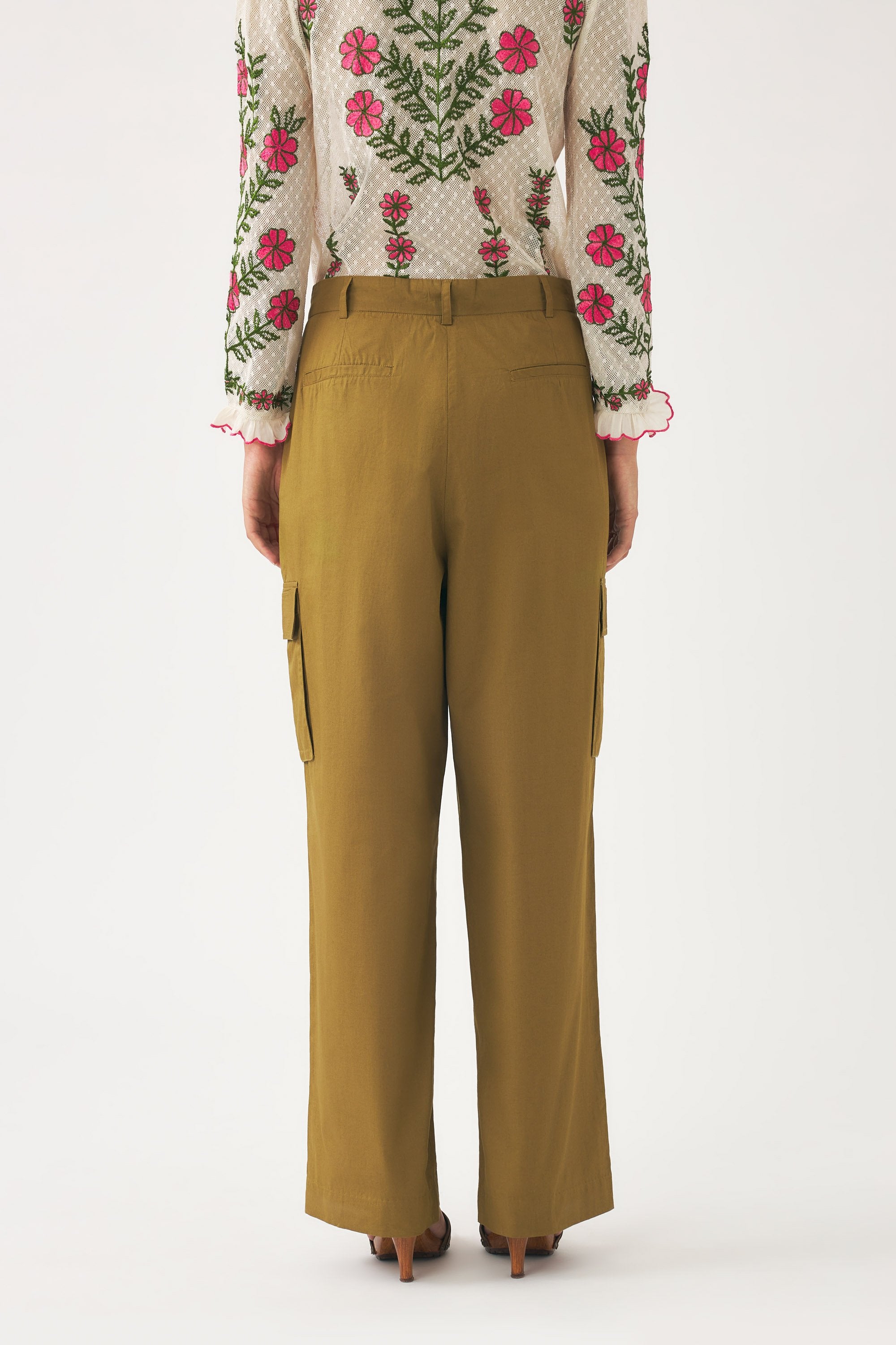 Pantalon cargo en popeline de coton Bas