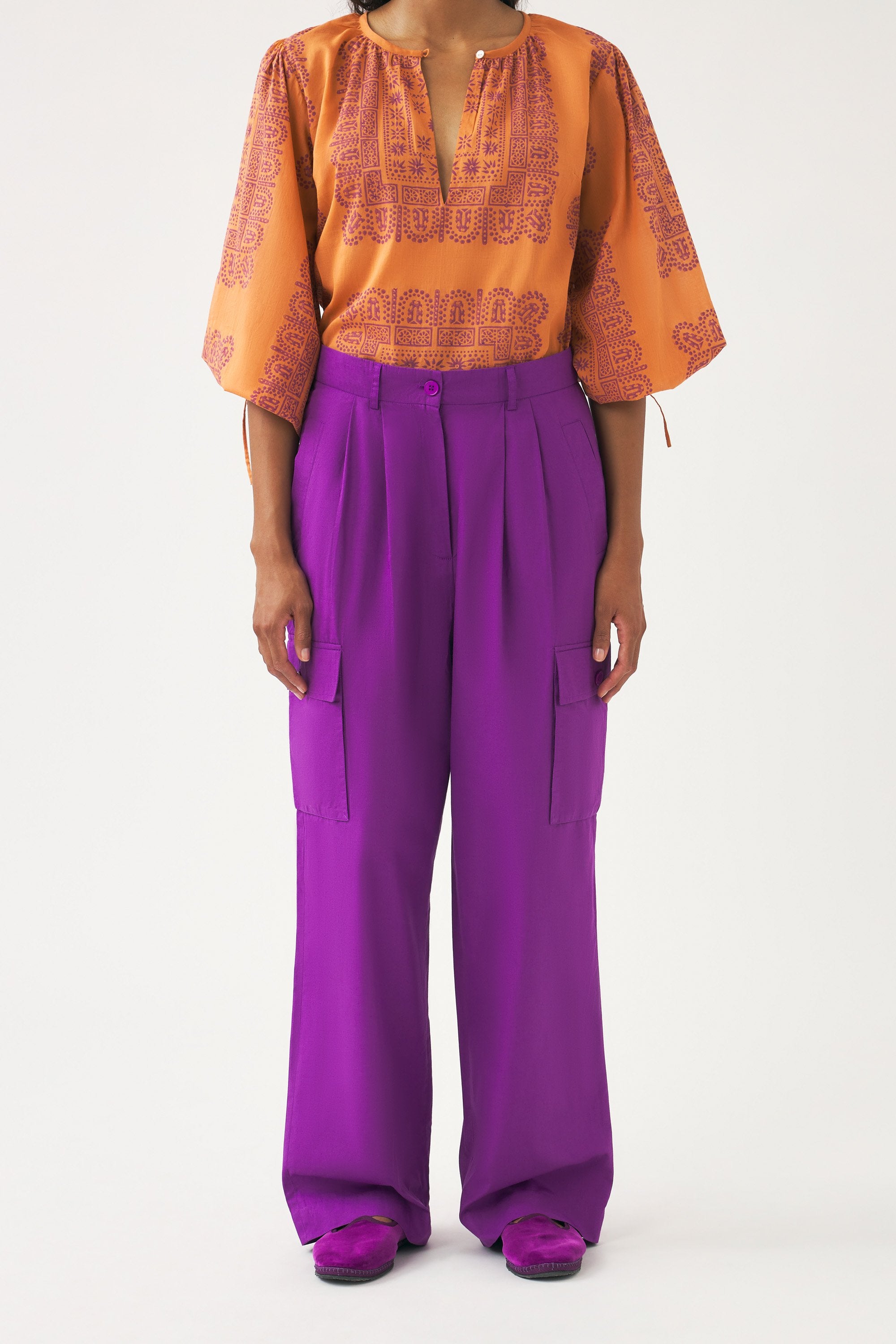 Cotton poplin cargo trousers Bottom