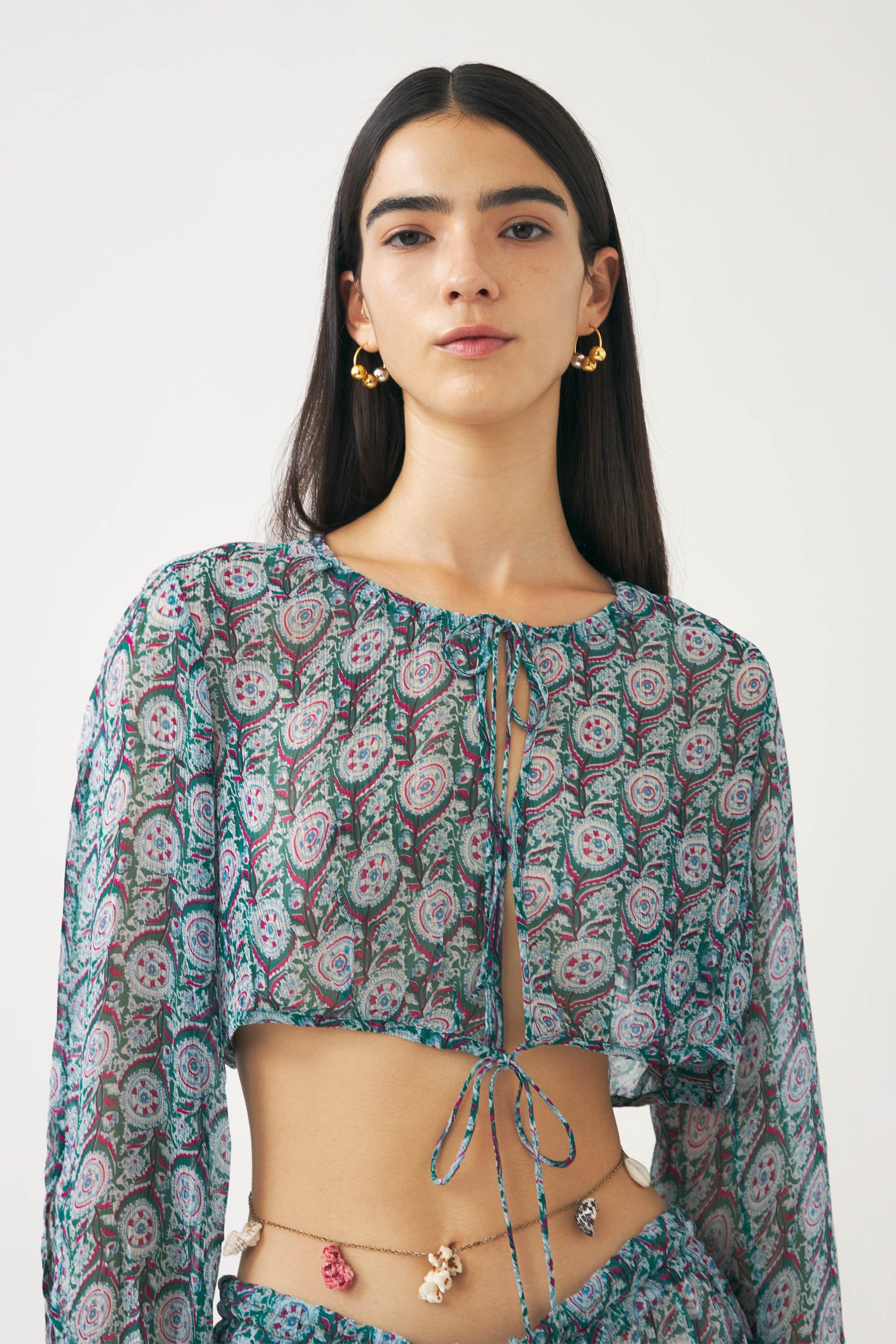 Blusa corta estampada de muselina Cassy