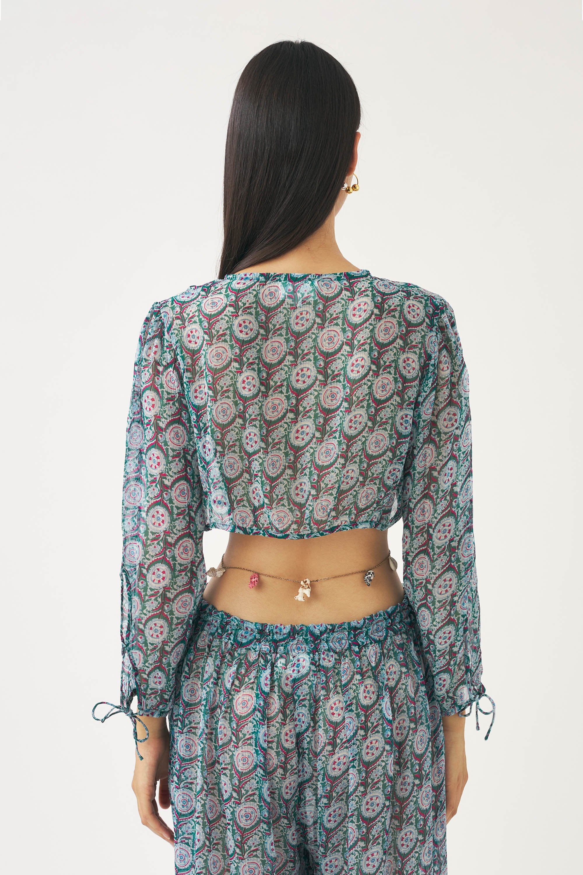 Blusa corta estampada de muselina Cassy