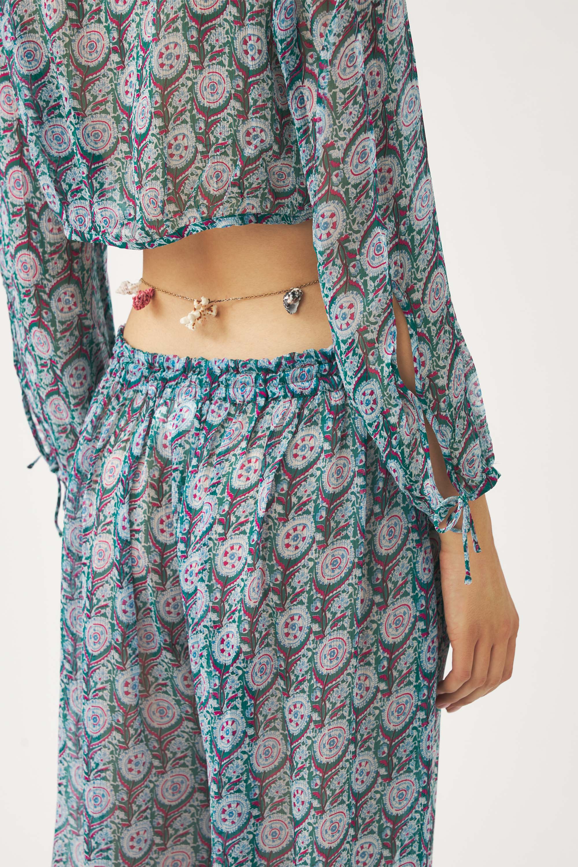 Blusa corta estampada de muselina Cassy
