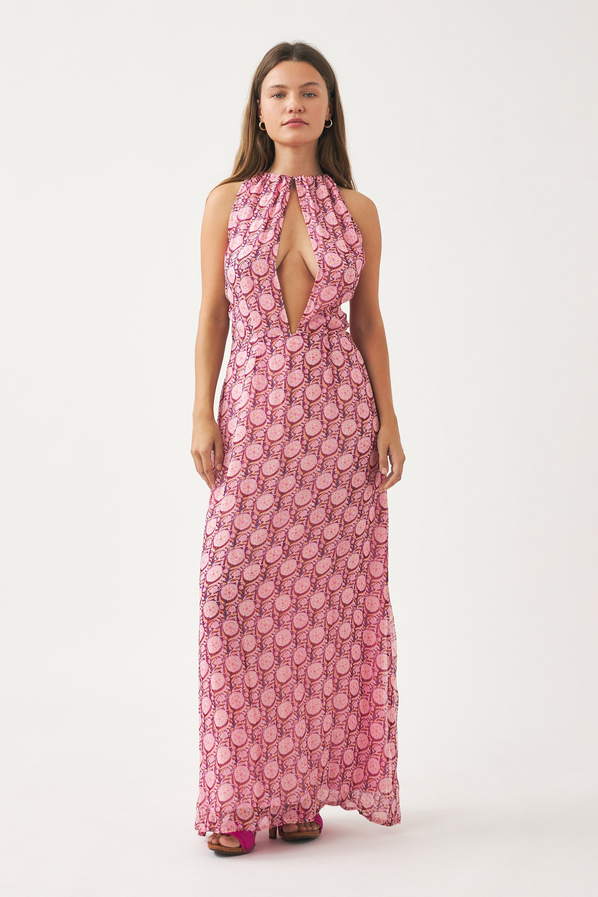 Vestido largo estampado de muselina Cassy