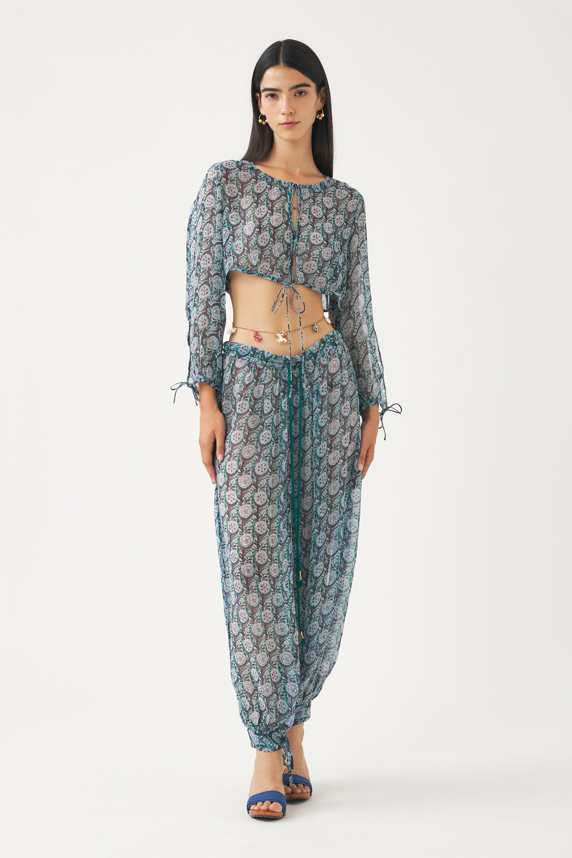 Pantalon sarouel en mousseline Cassy