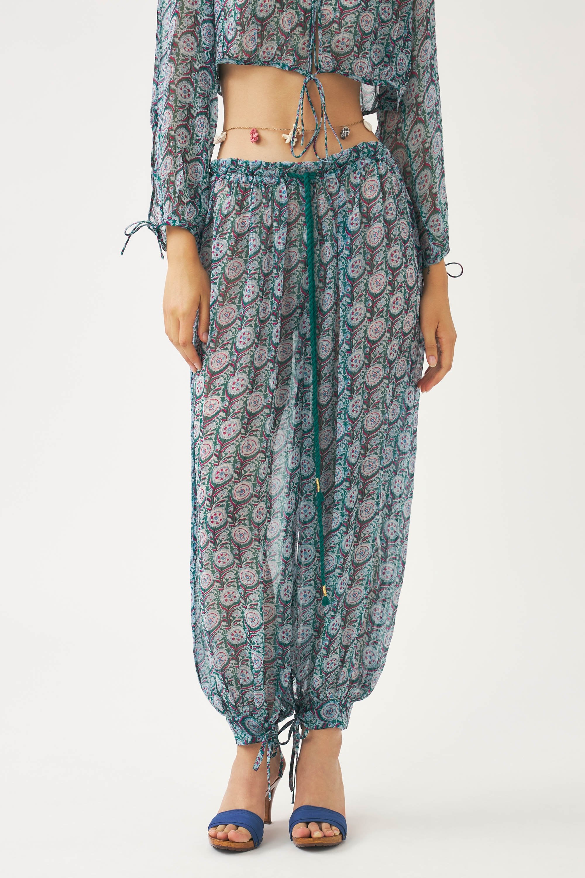 Pantalon sarouel en mousseline Cassy