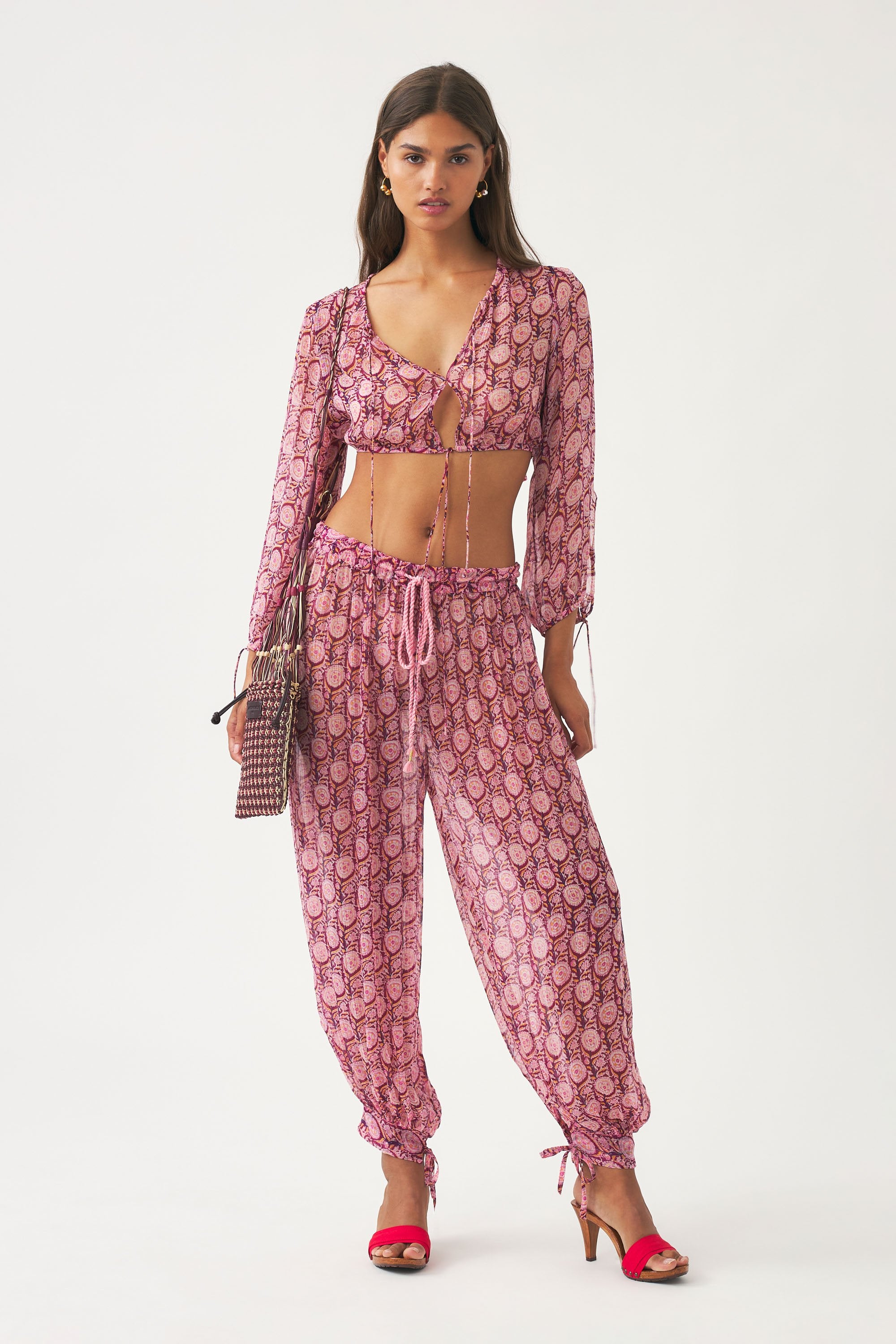 Pantalon sarouel en mousseline Cassy