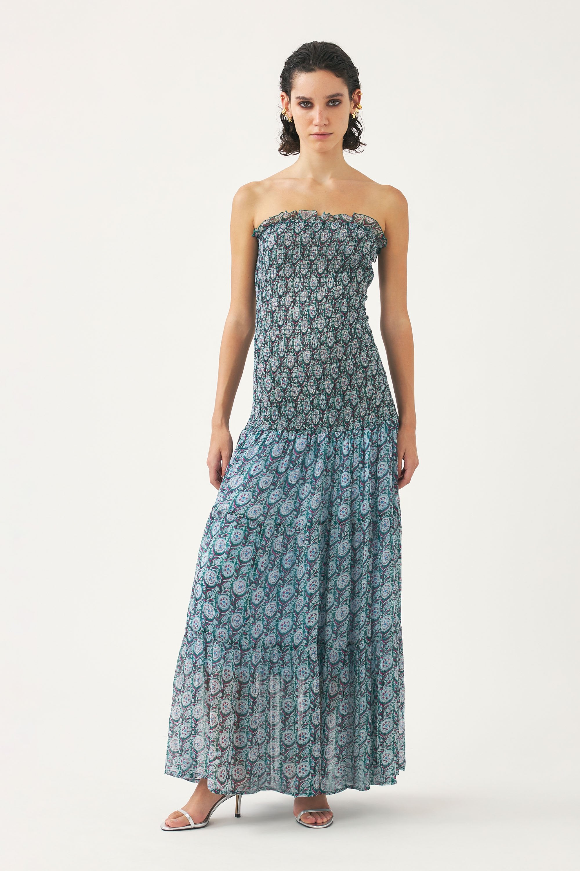 Vestido con corpiño fruncido de muselina Cassy