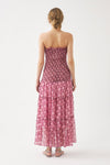 Gesmoktes trägerloses Kleid aus Chiffon Cassy