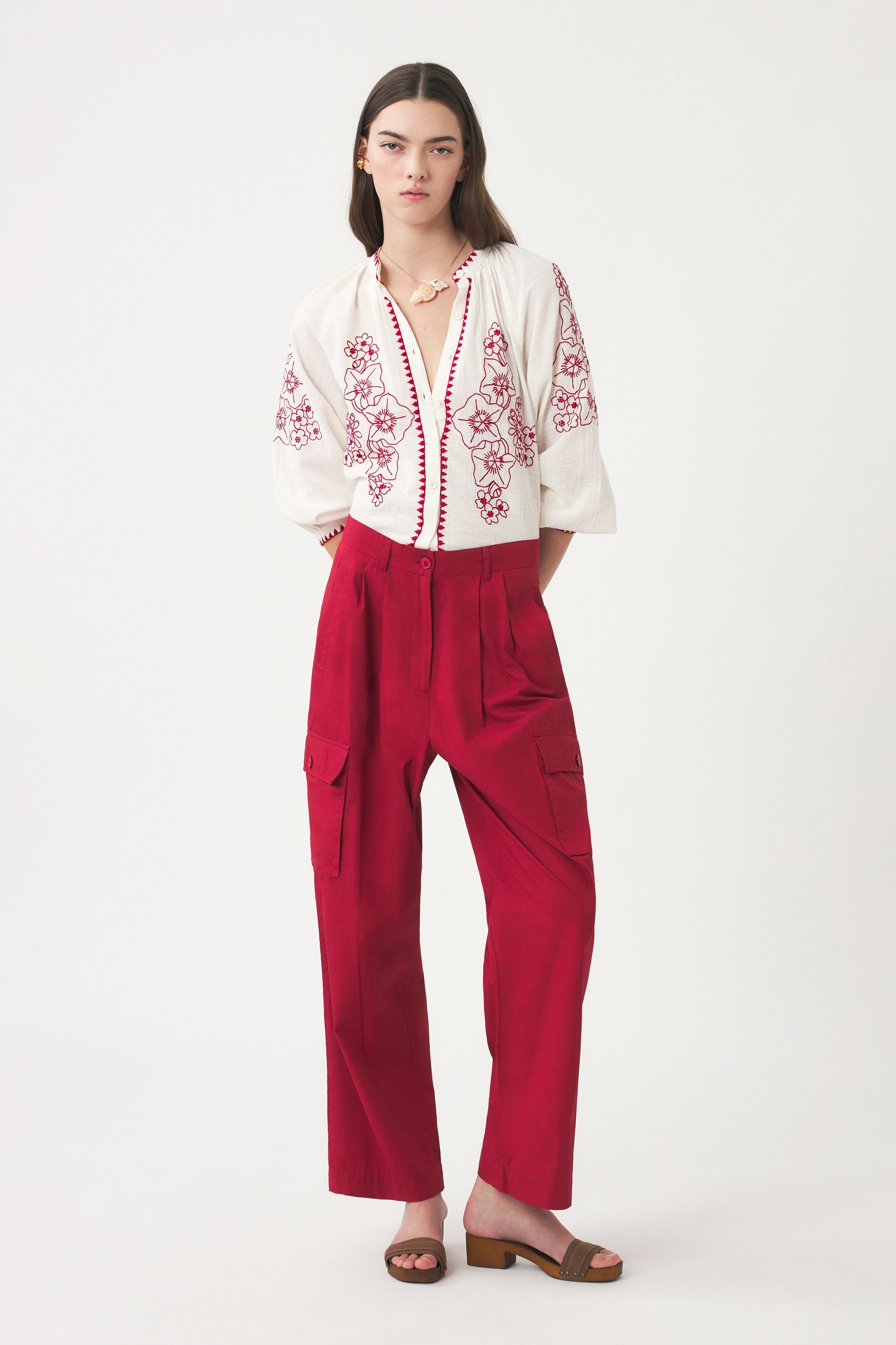 Hand-embroidered linen blouse Cindy