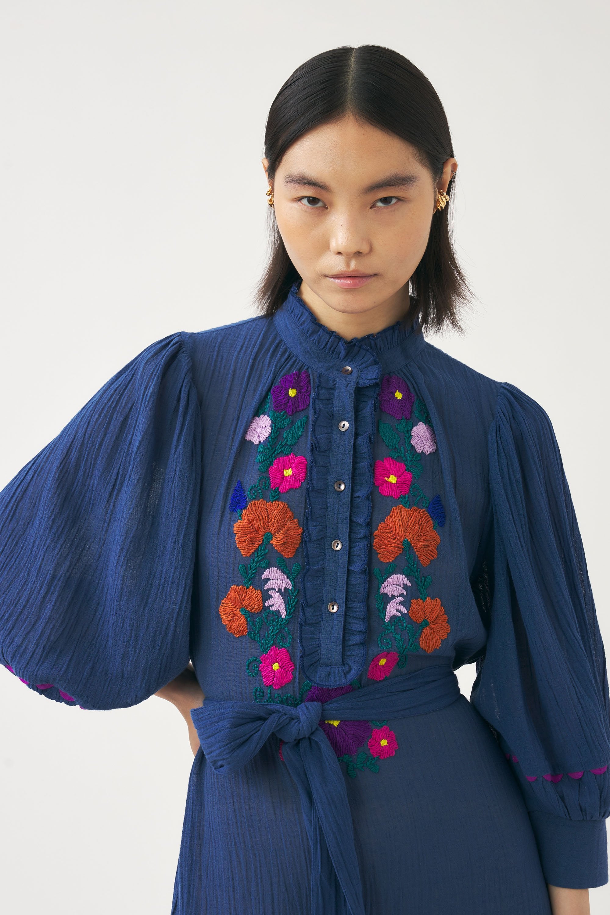 Hand-embroidered maxi dress Clotilda
