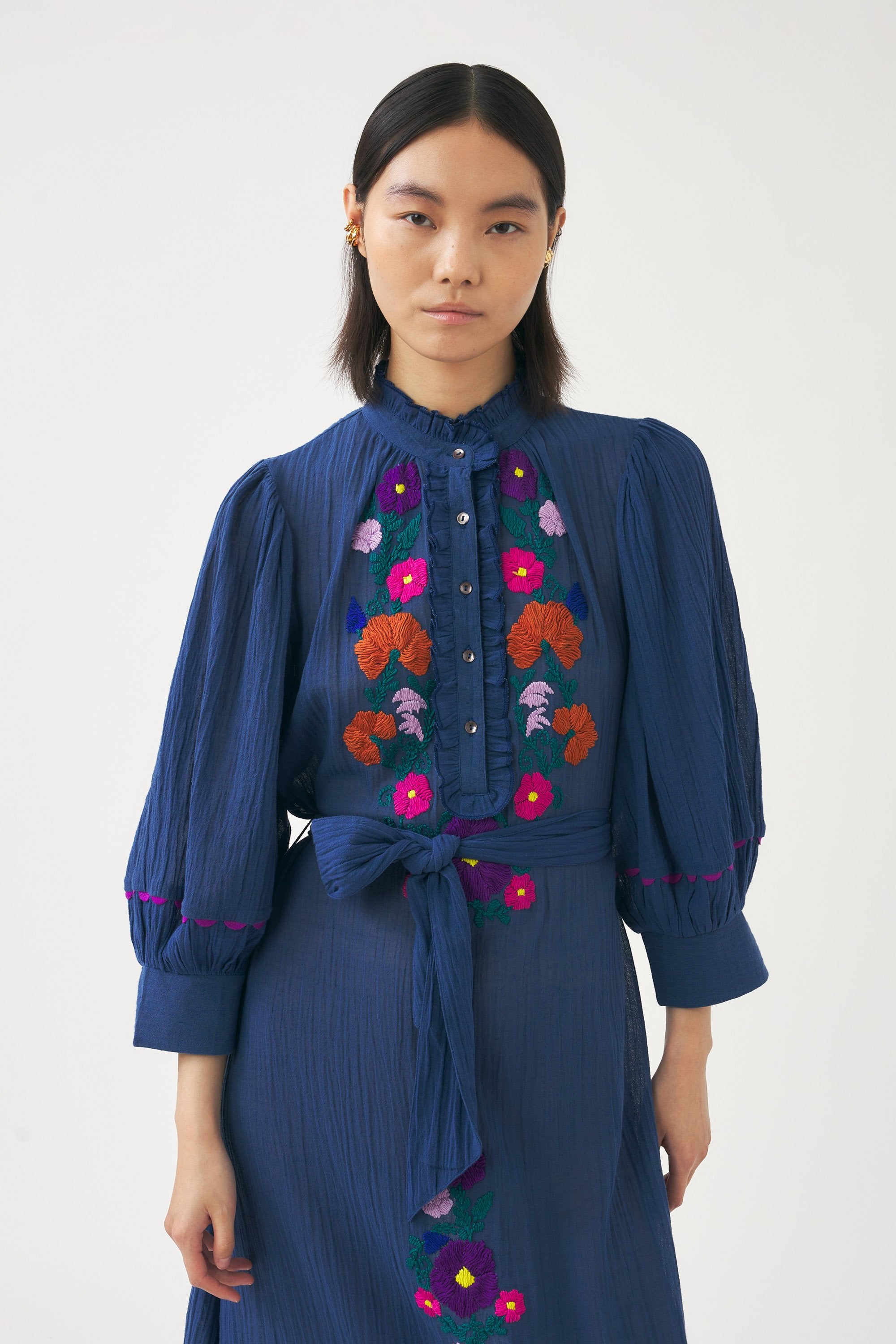 Hand-embroidered maxi dress Clotilda