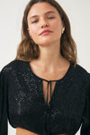 Crop top hand-embroidered with pearls Dune