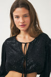Crop top hand-embroidered with pearls Dune