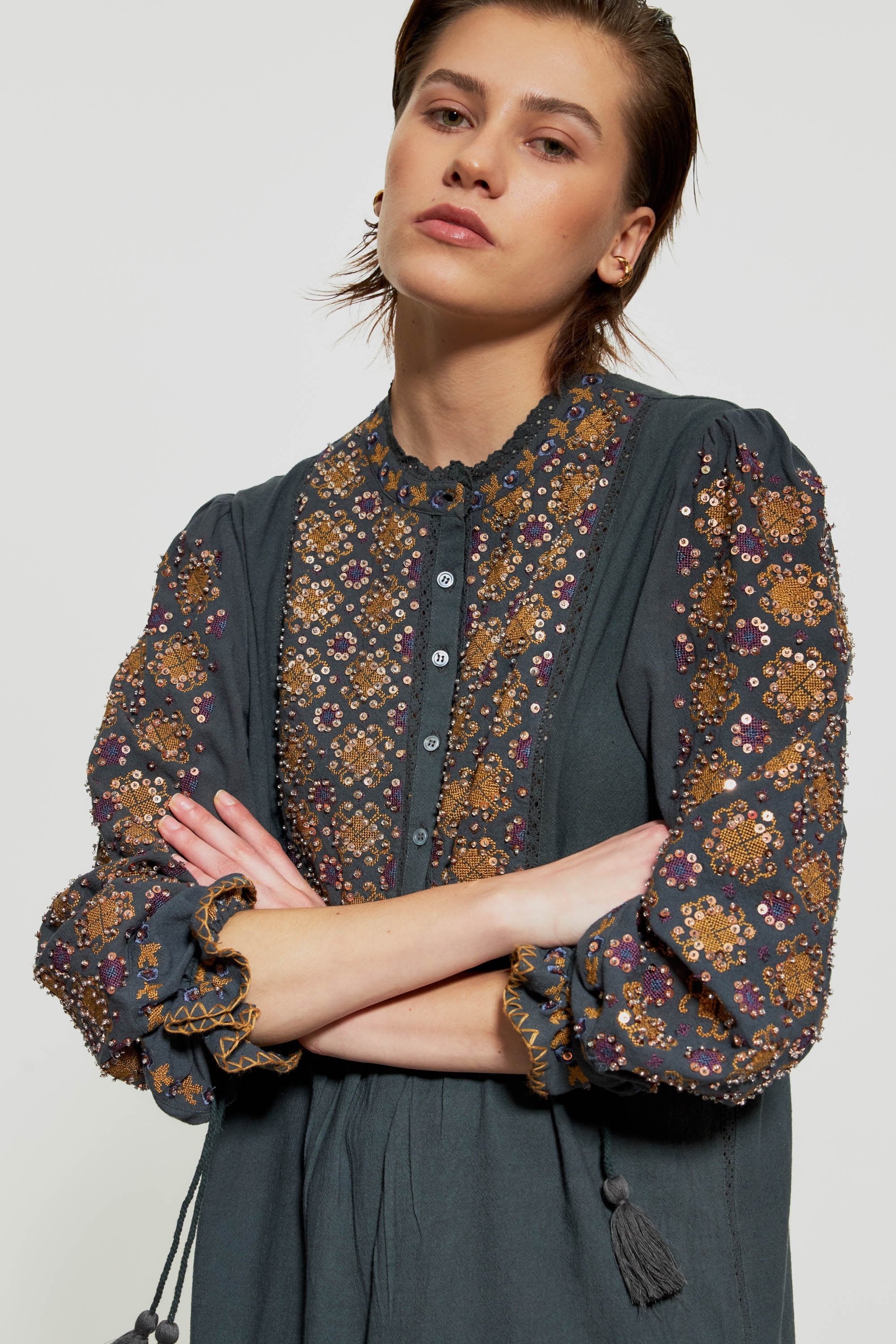 Joana sequin-embroidered mini dress