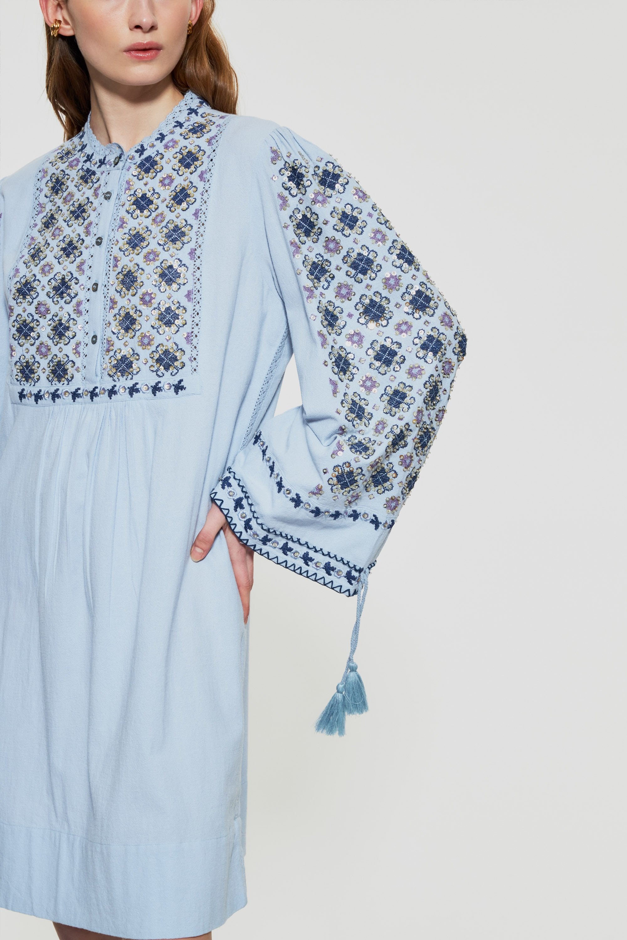 Joana sequin-embroidered mini dress