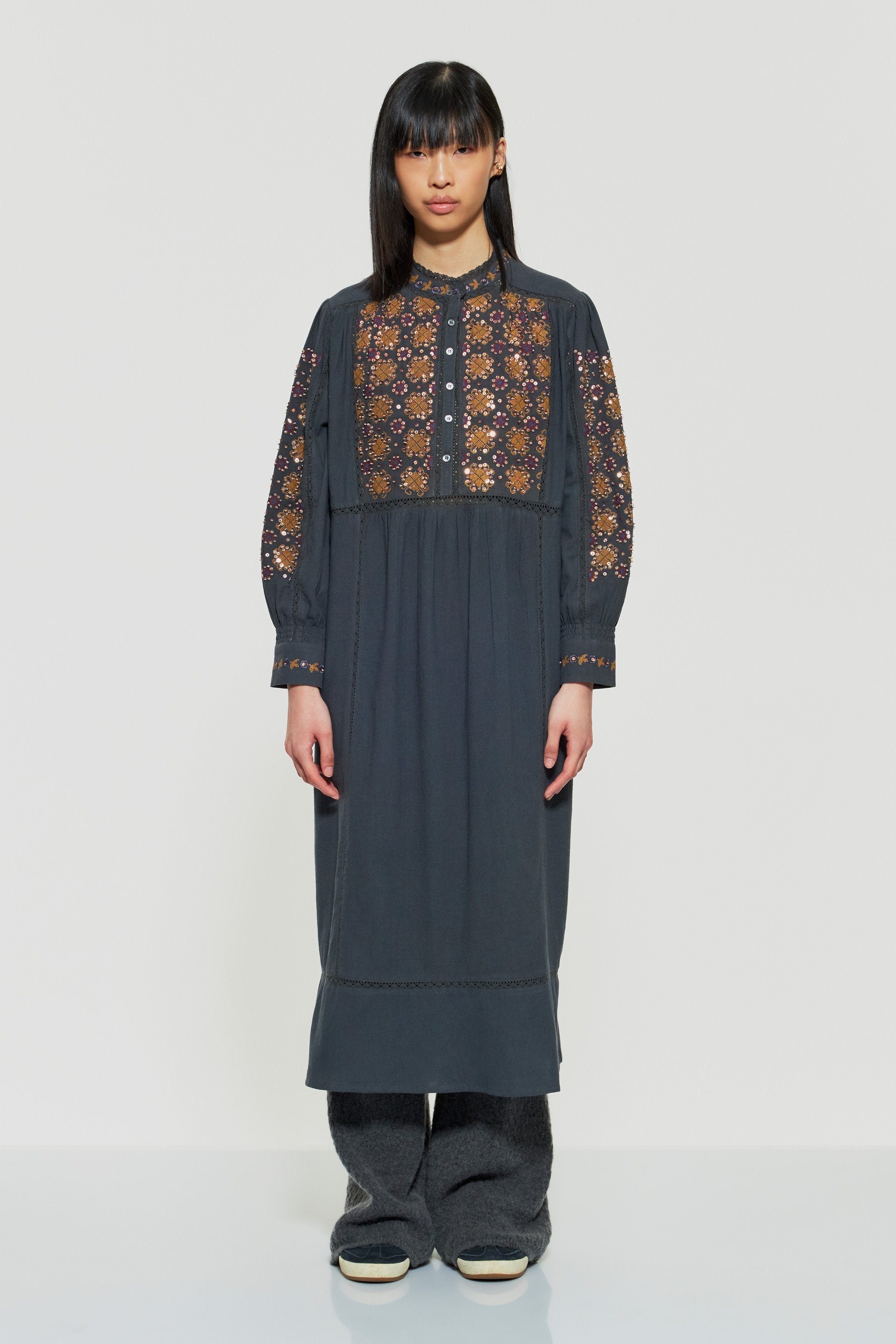 Joana sequin-embroidered maxi dress