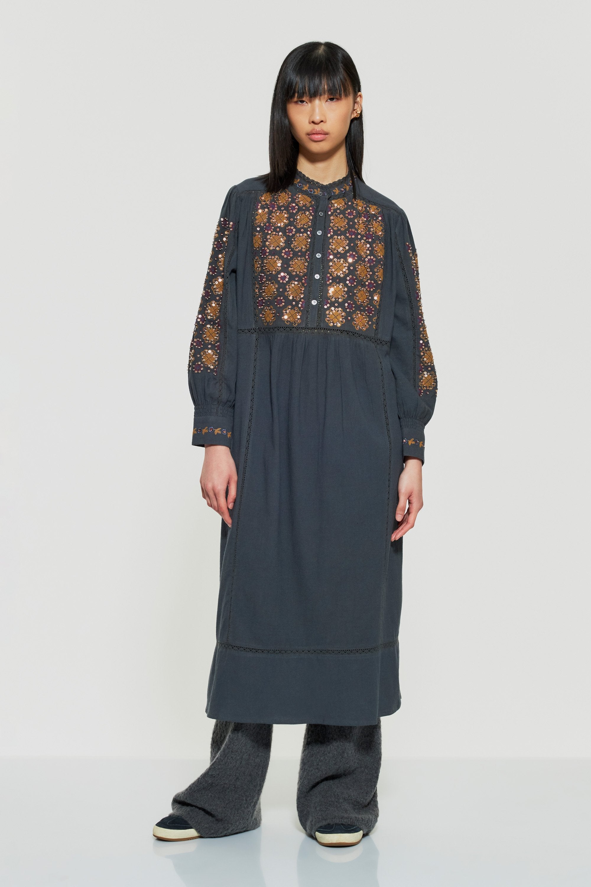 Joana sequin-embroidered maxi dress