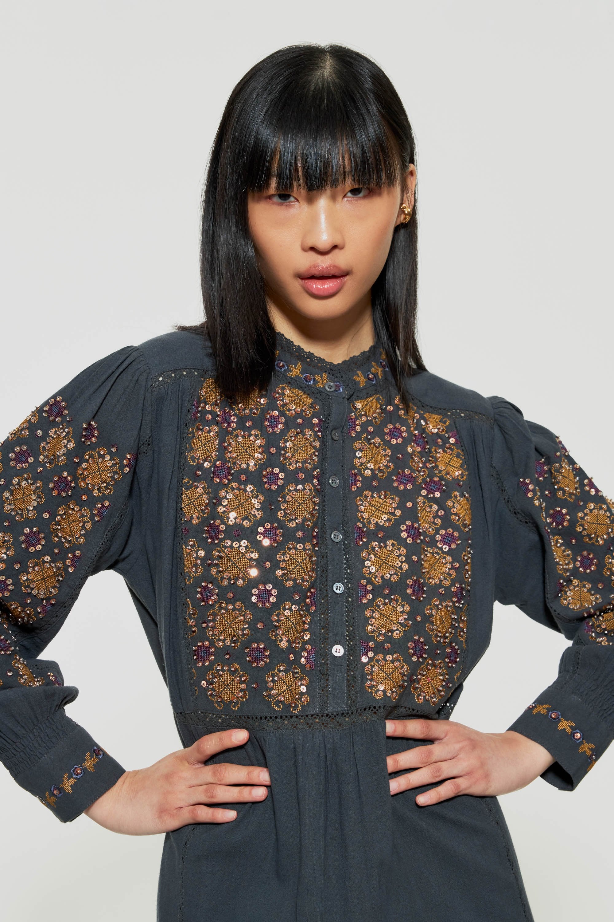 Joana sequin-embroidered maxi dress
