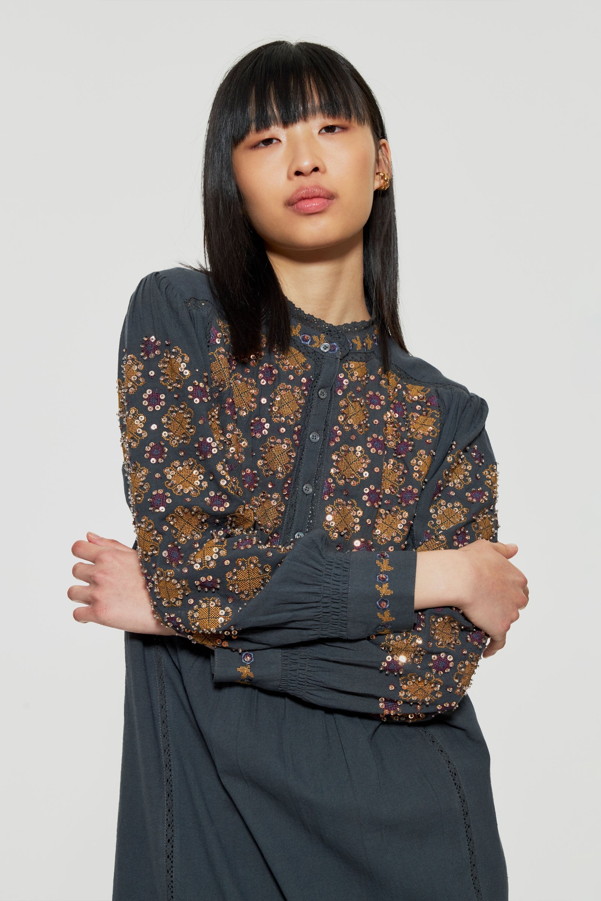Joana sequin-embroidered maxi dress