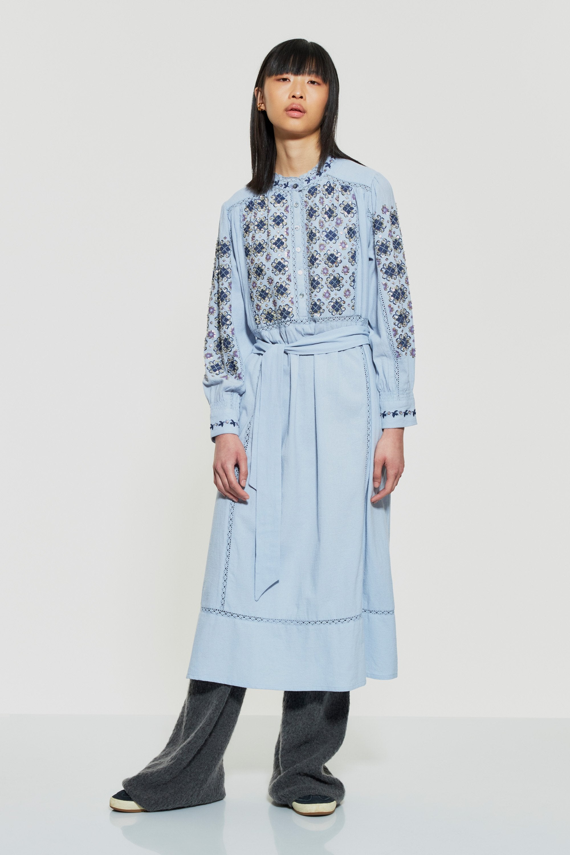 Joana sequin-embroidered maxi dress