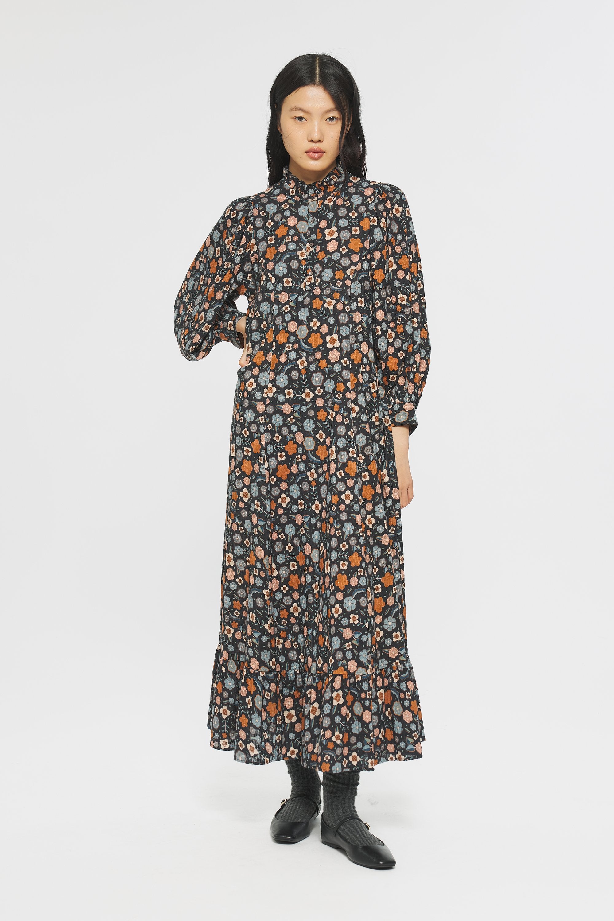Robe longue à imprimé lion