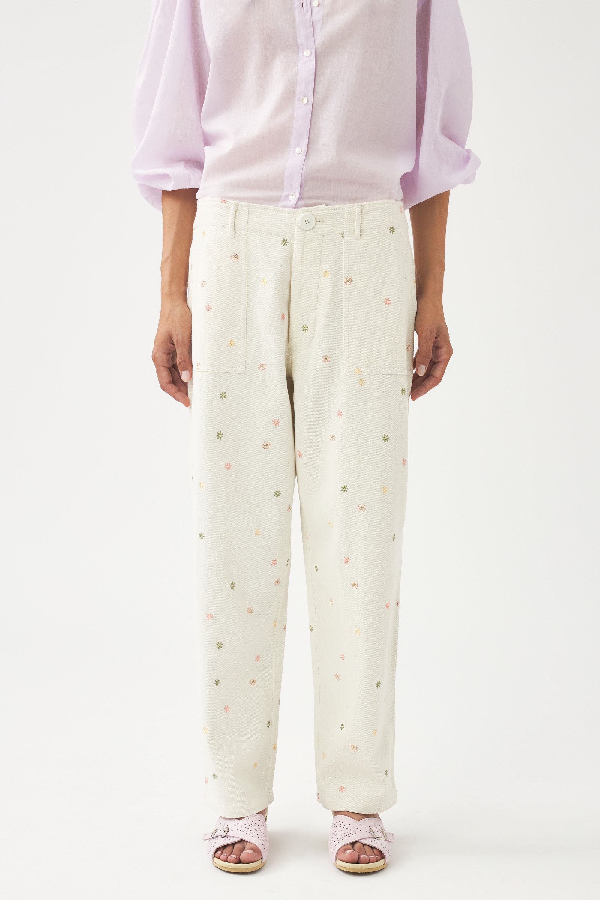 Pantalon brodé à la main Mael