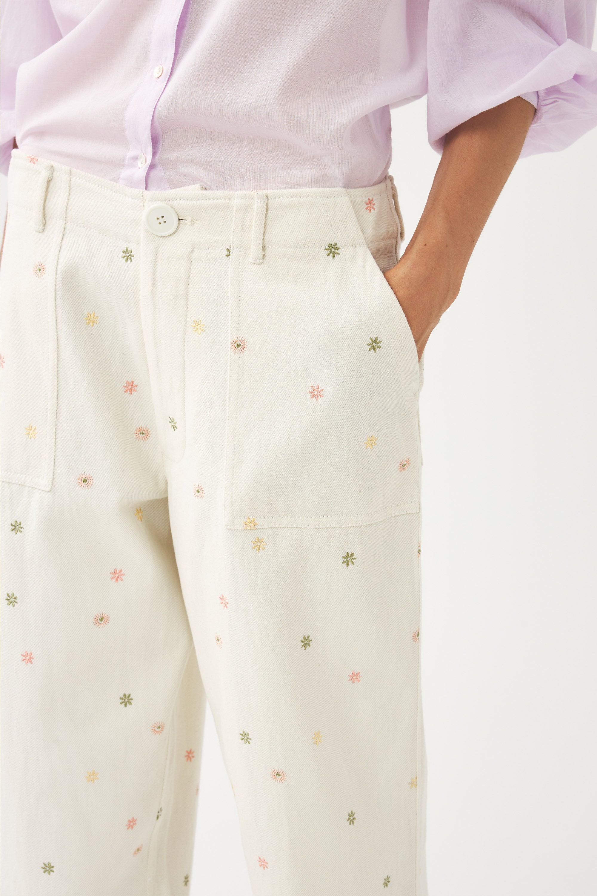 Pantalon brodé à la main Mael