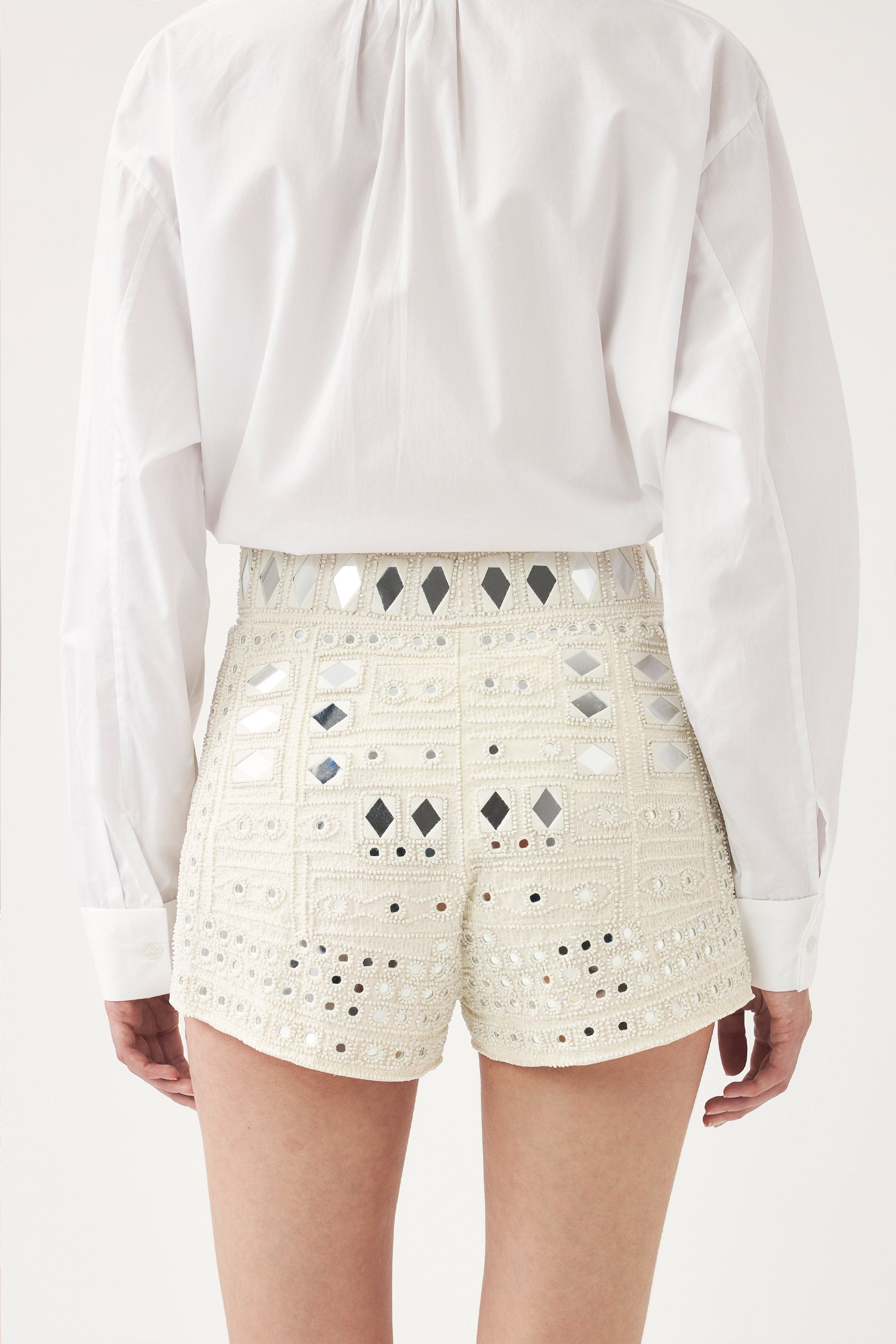 Mini shorts embroidered with pearls and mirror pieces Mahani
