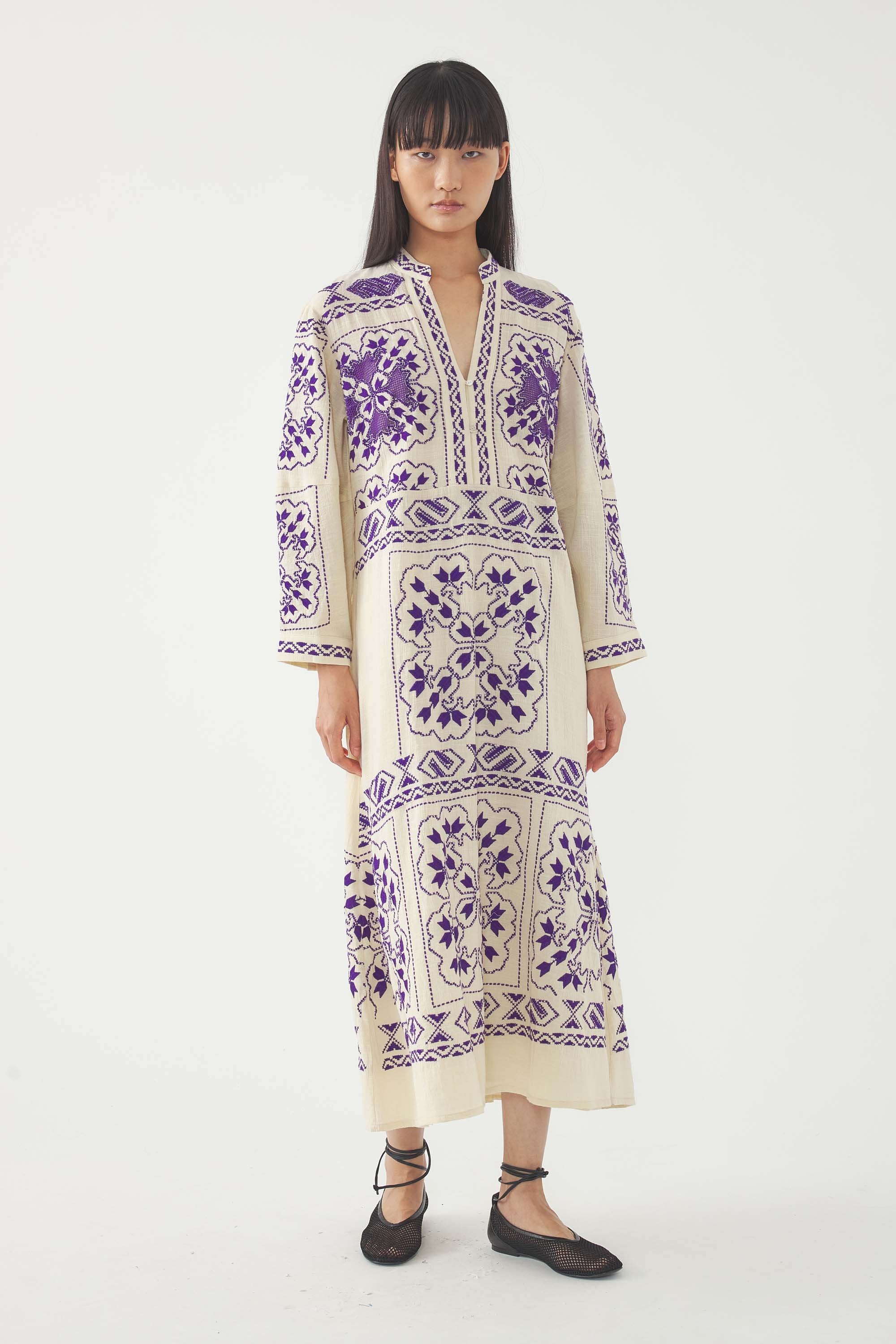 Robe longue brodée Milos