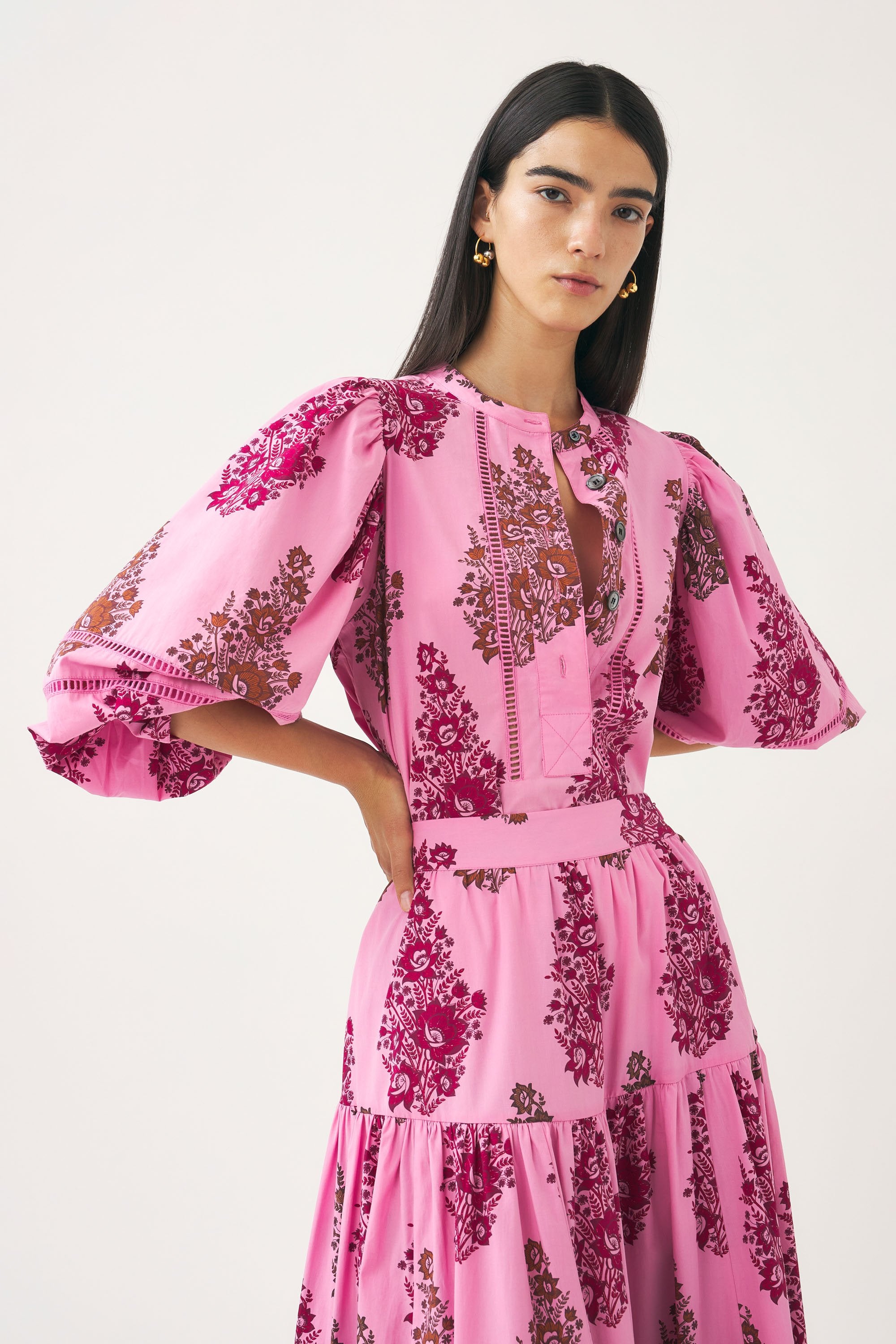Puff sleeve print blouse Muguet