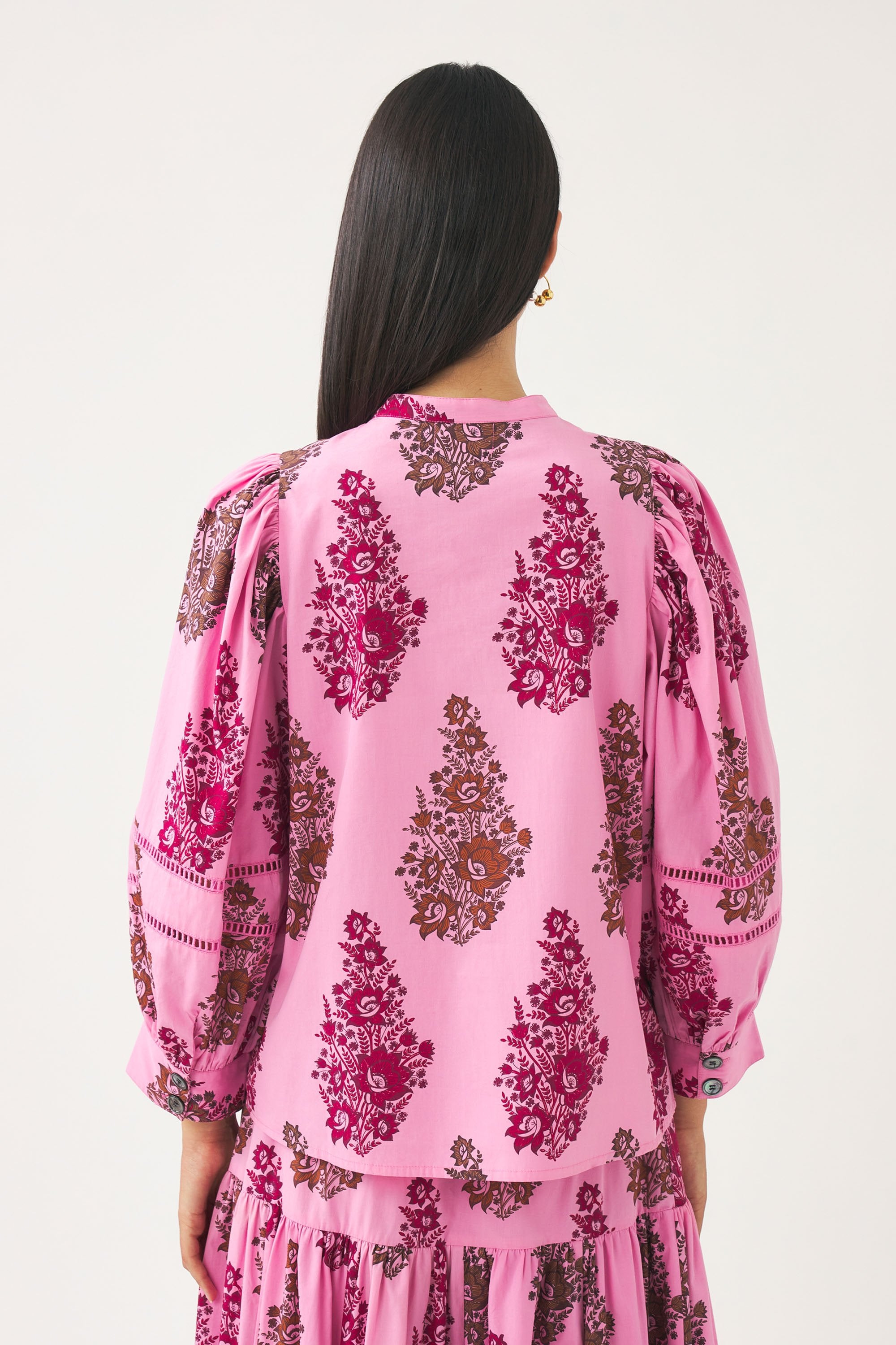 Puff sleeve print blouse Muguet