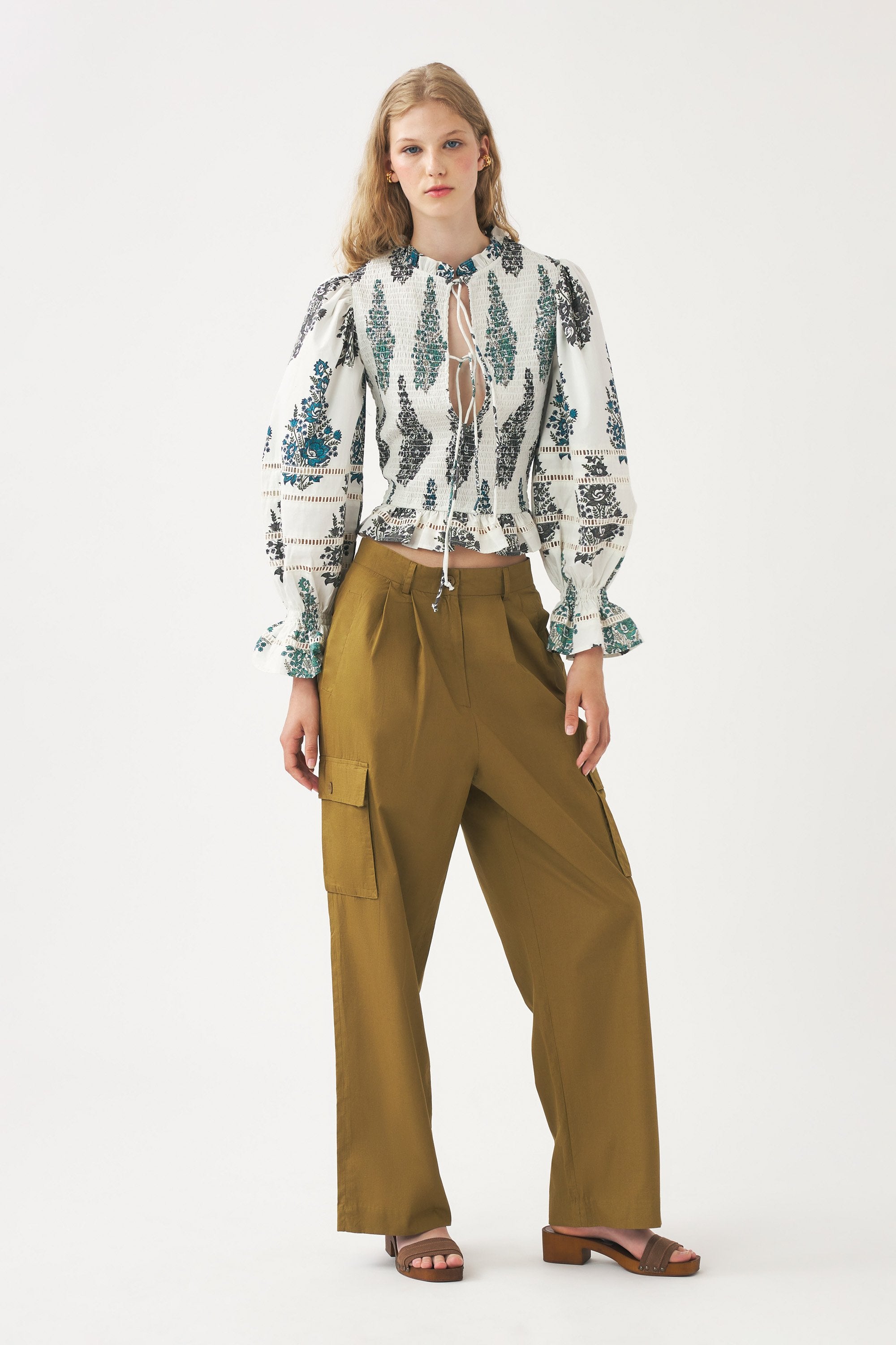 Print smocked blouse Muguet