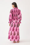 Smocked and hand-printed maxi dress Muguet