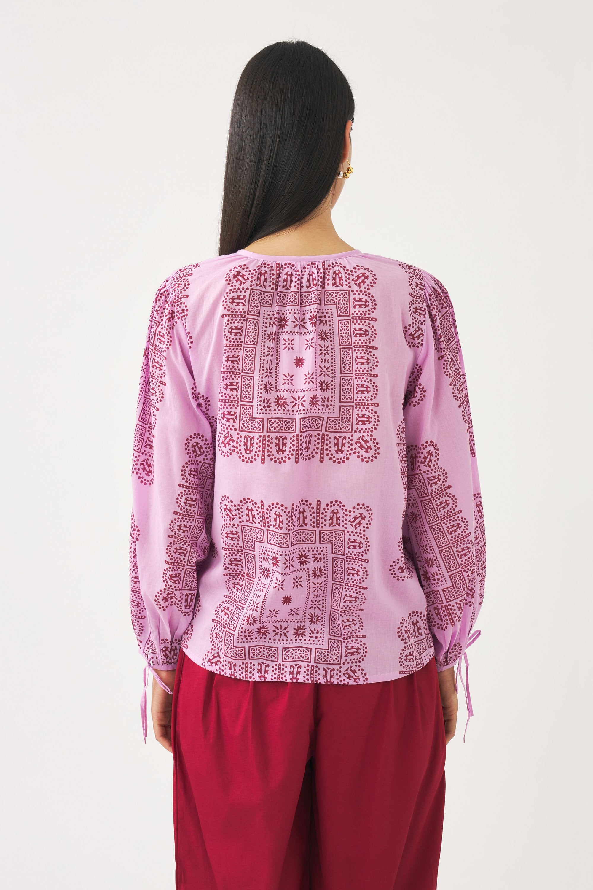 Blusa de voile de algodón estampado Nalii