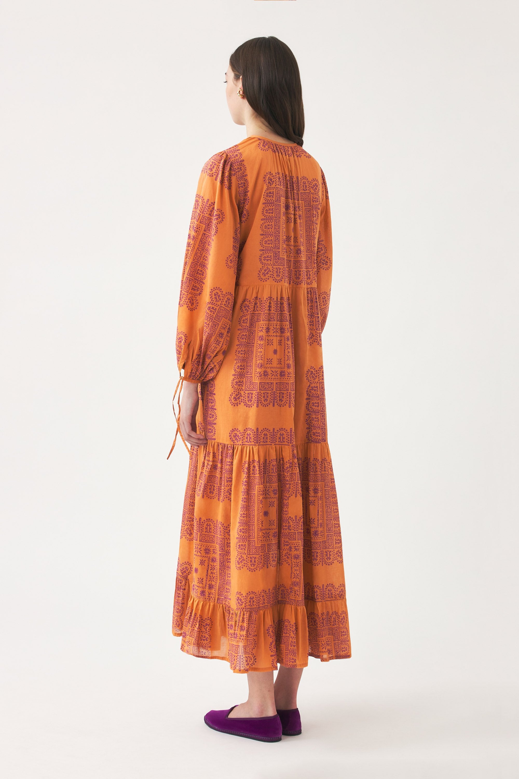 Cotton voile print maxi dress Nalii