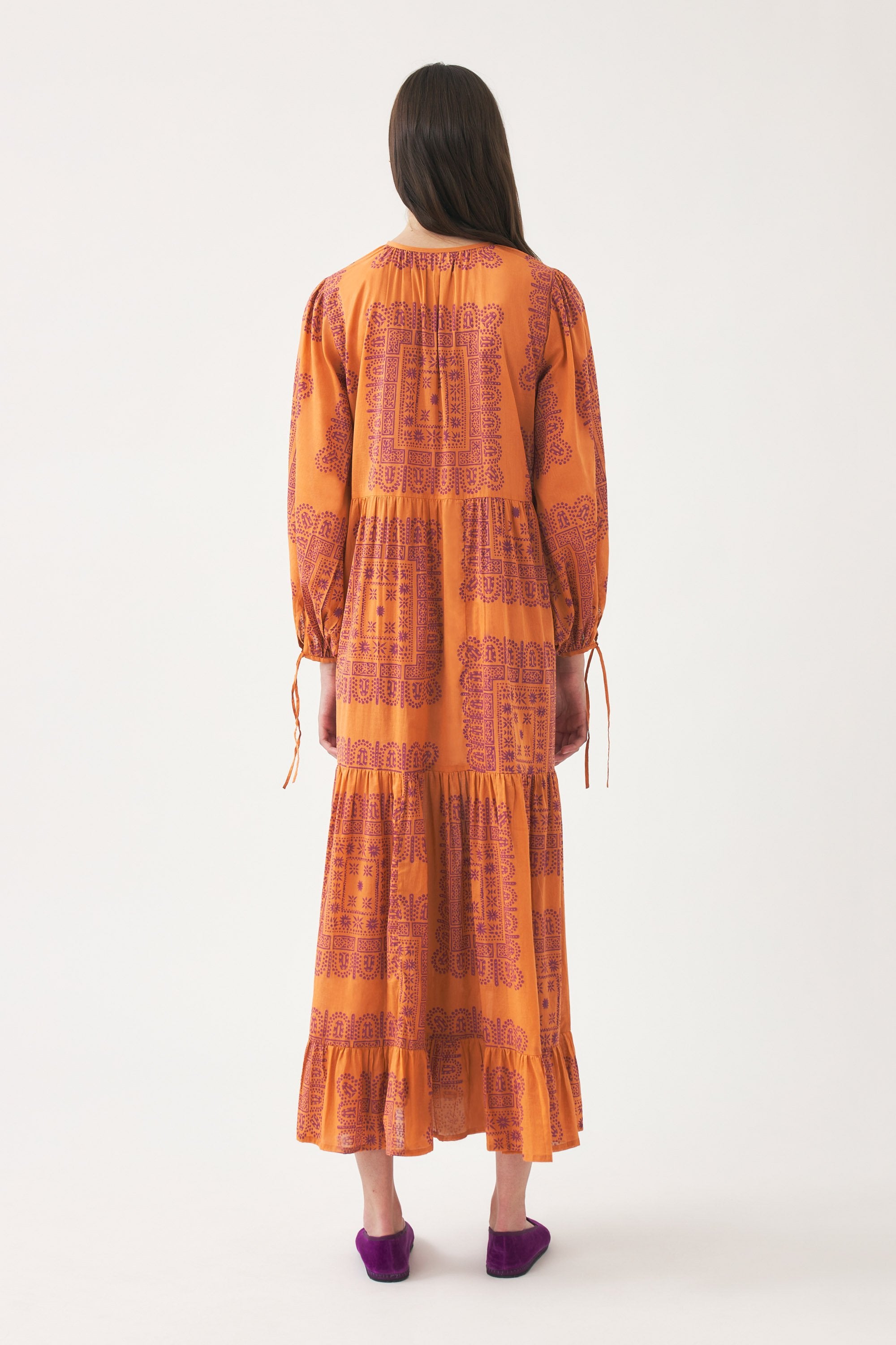 Cotton voile print maxi dress Nalii
