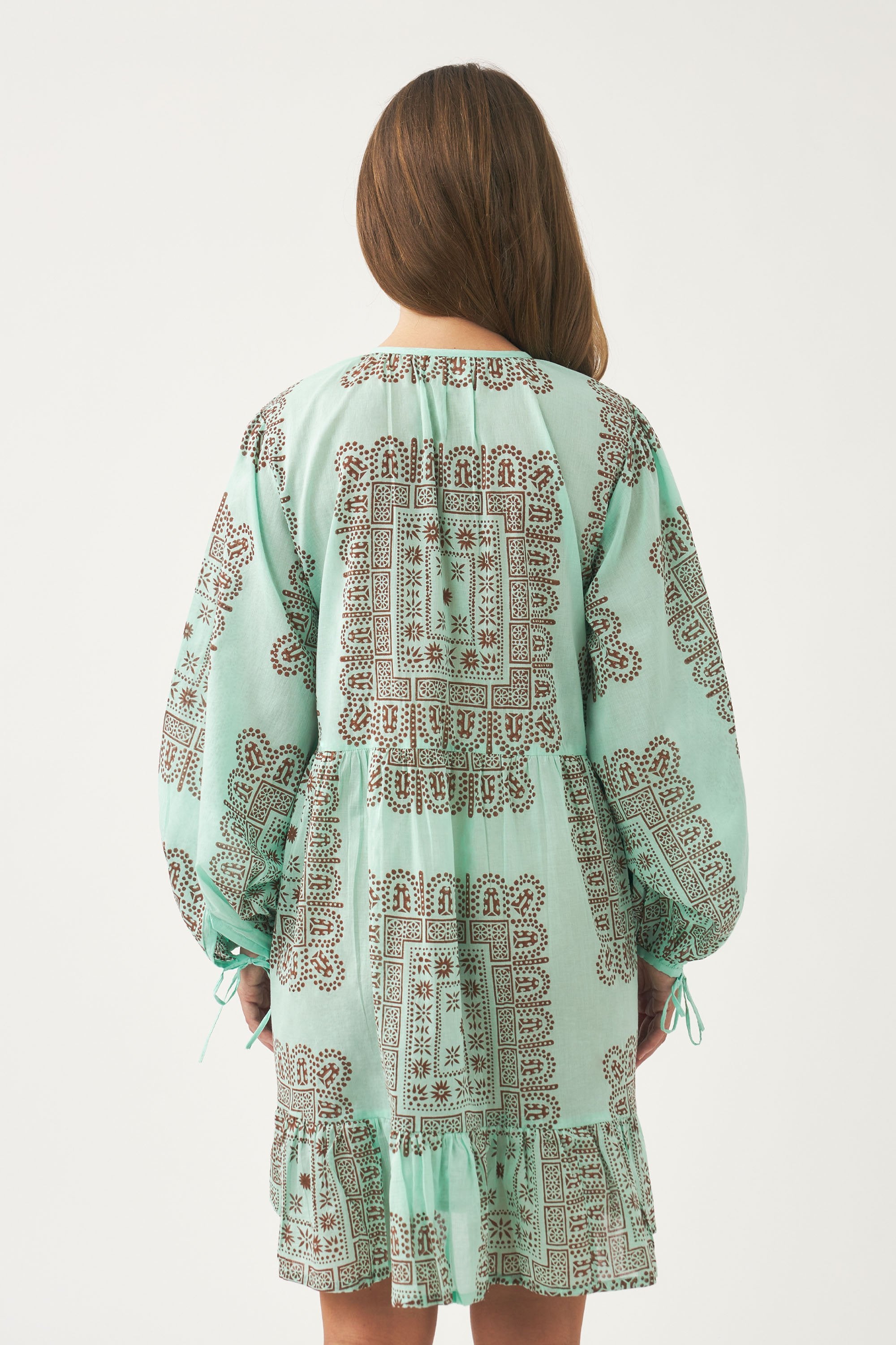 Vestido corto de voile de algodón estampado Nalii