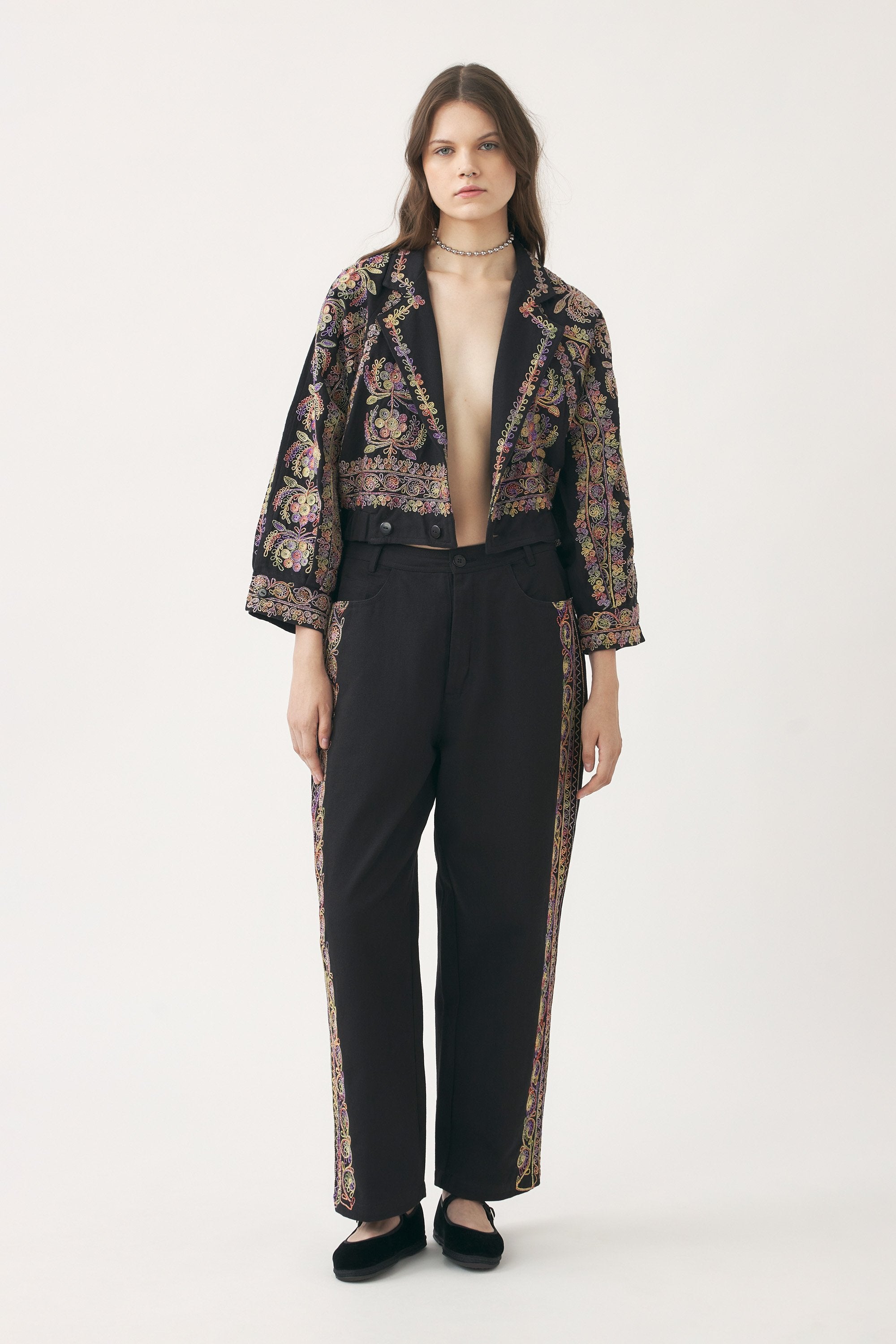 Hand-embroidered raglan-sleeve jacket Neil